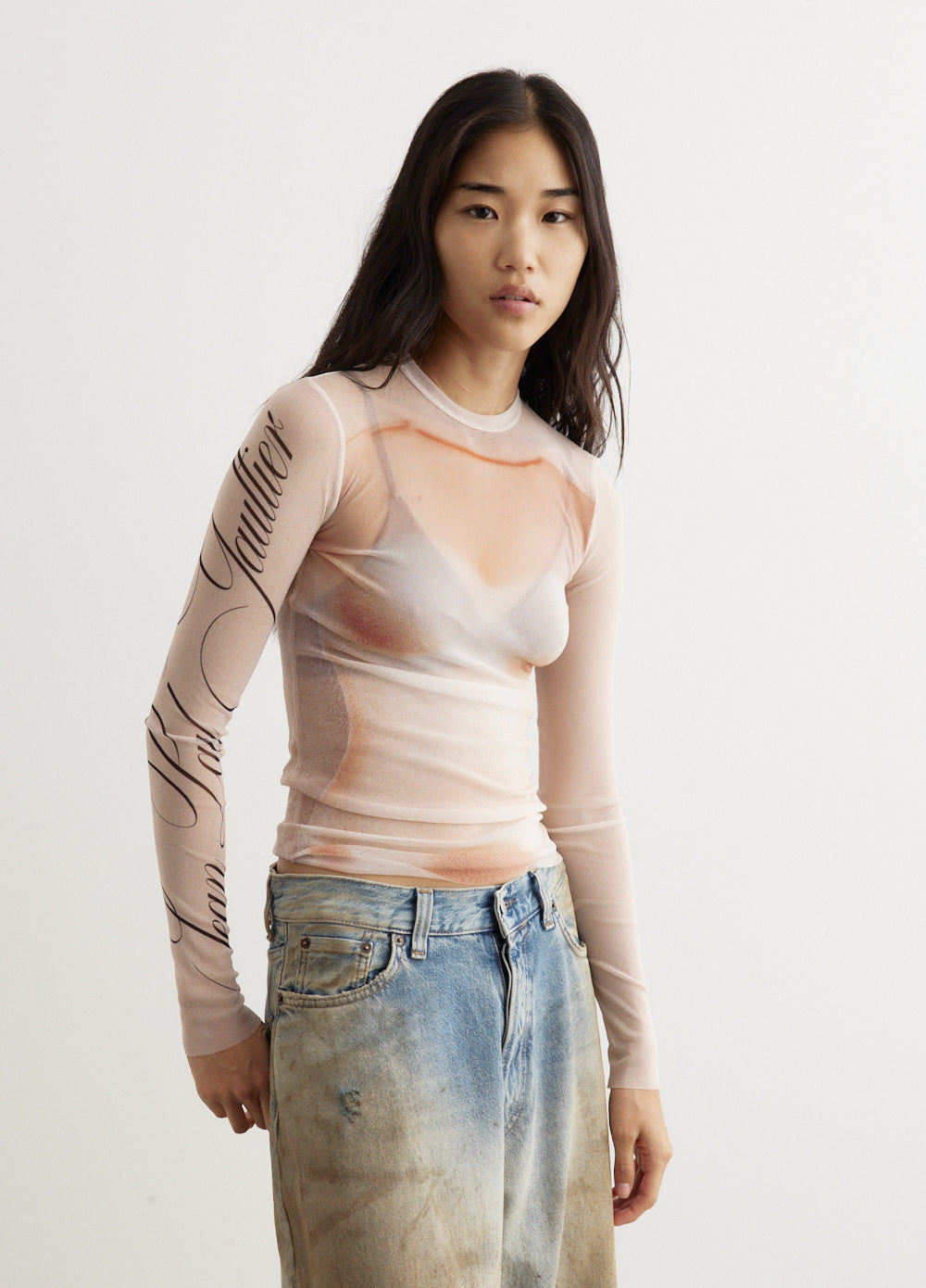 Mesh Crew Neck Top