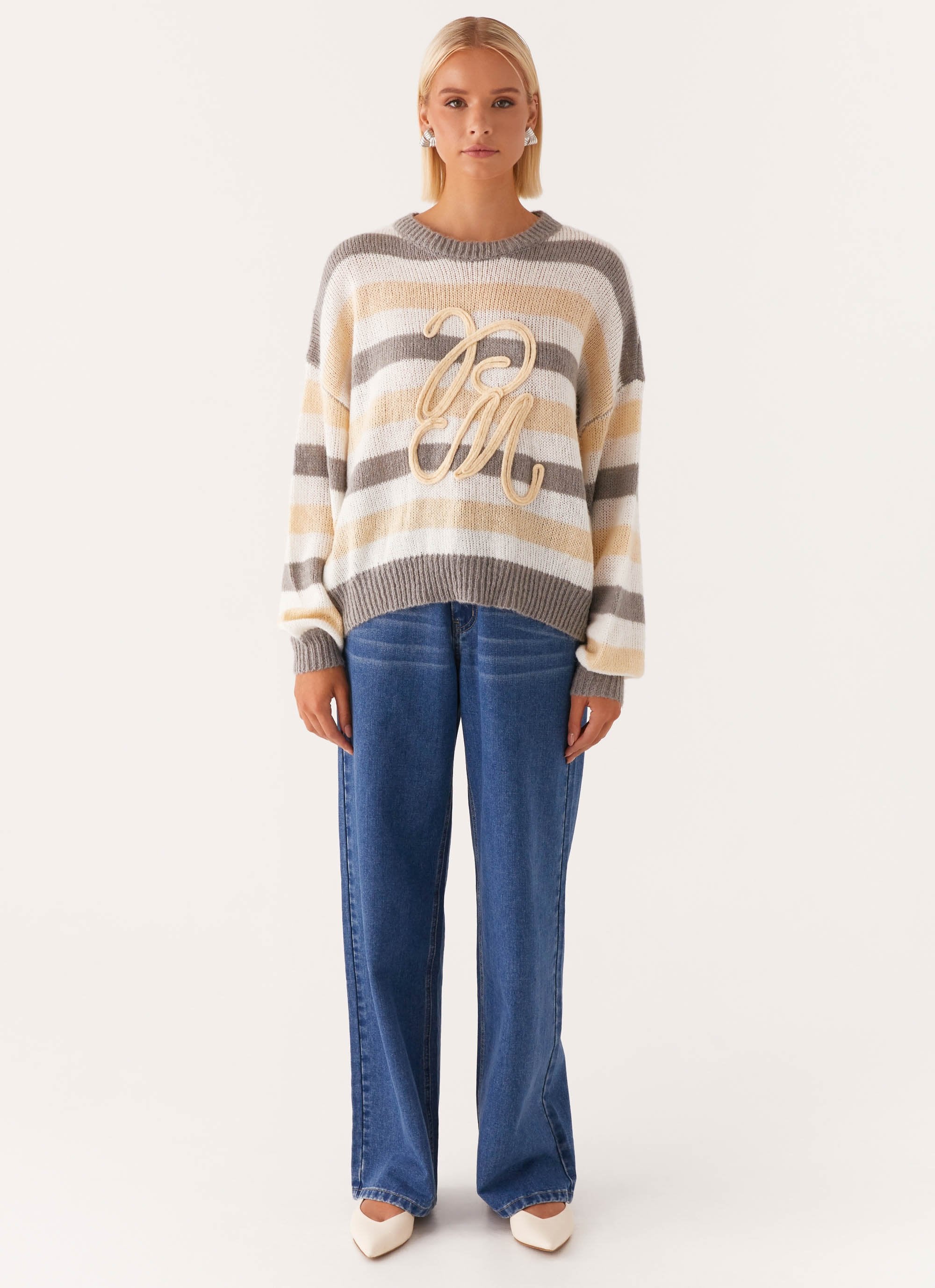 Main Character Oversized Knit Sweater - Stripe