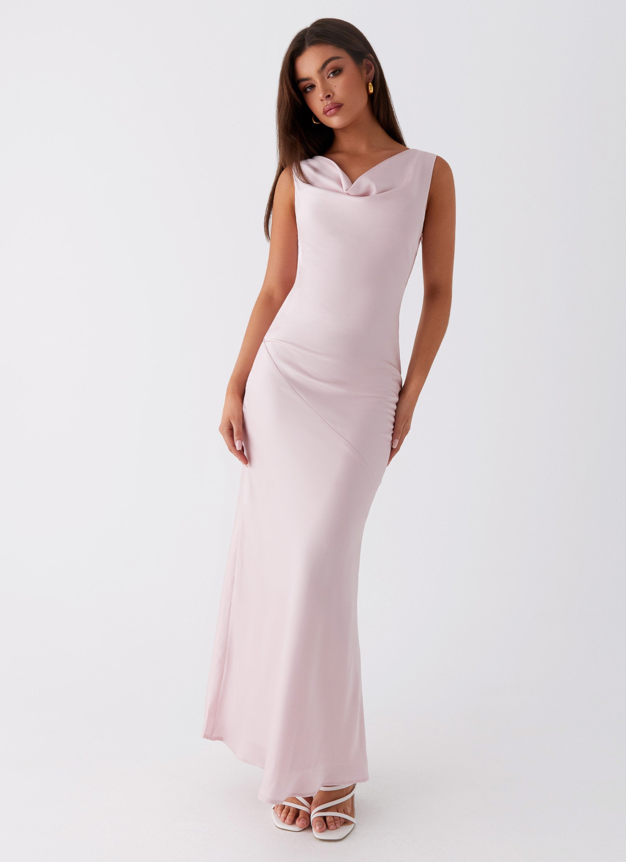 Be Mine Satin Maxi Dress - Mauve Pink