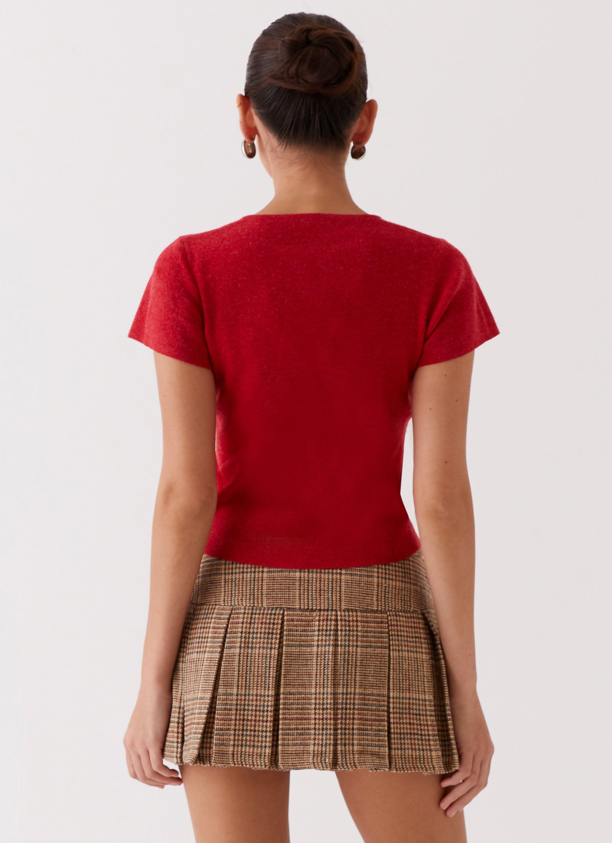 Raina Knit Crop Top - Ruby Red