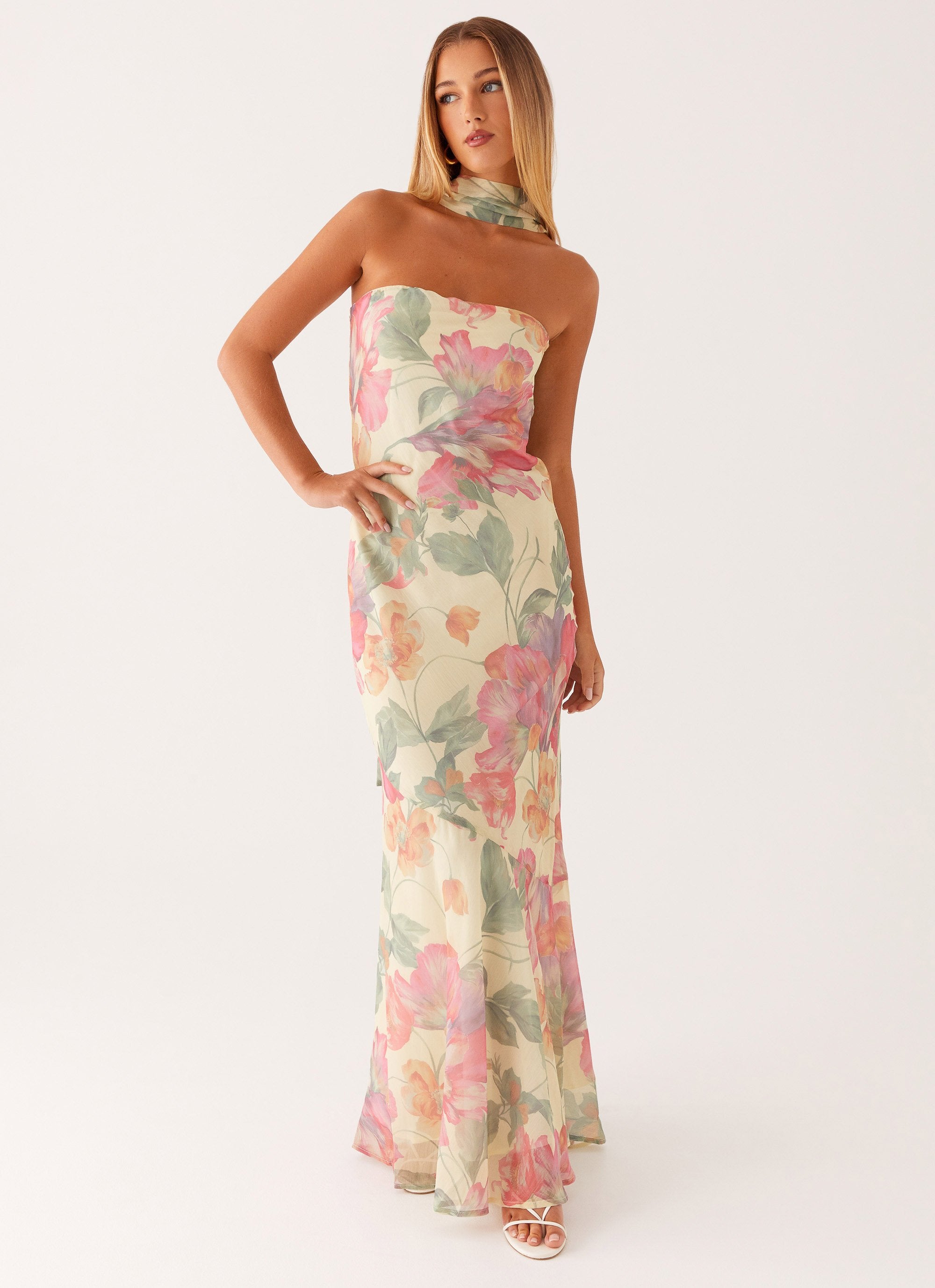 Under The Pagoda Maxi Dress - Yellow Peony