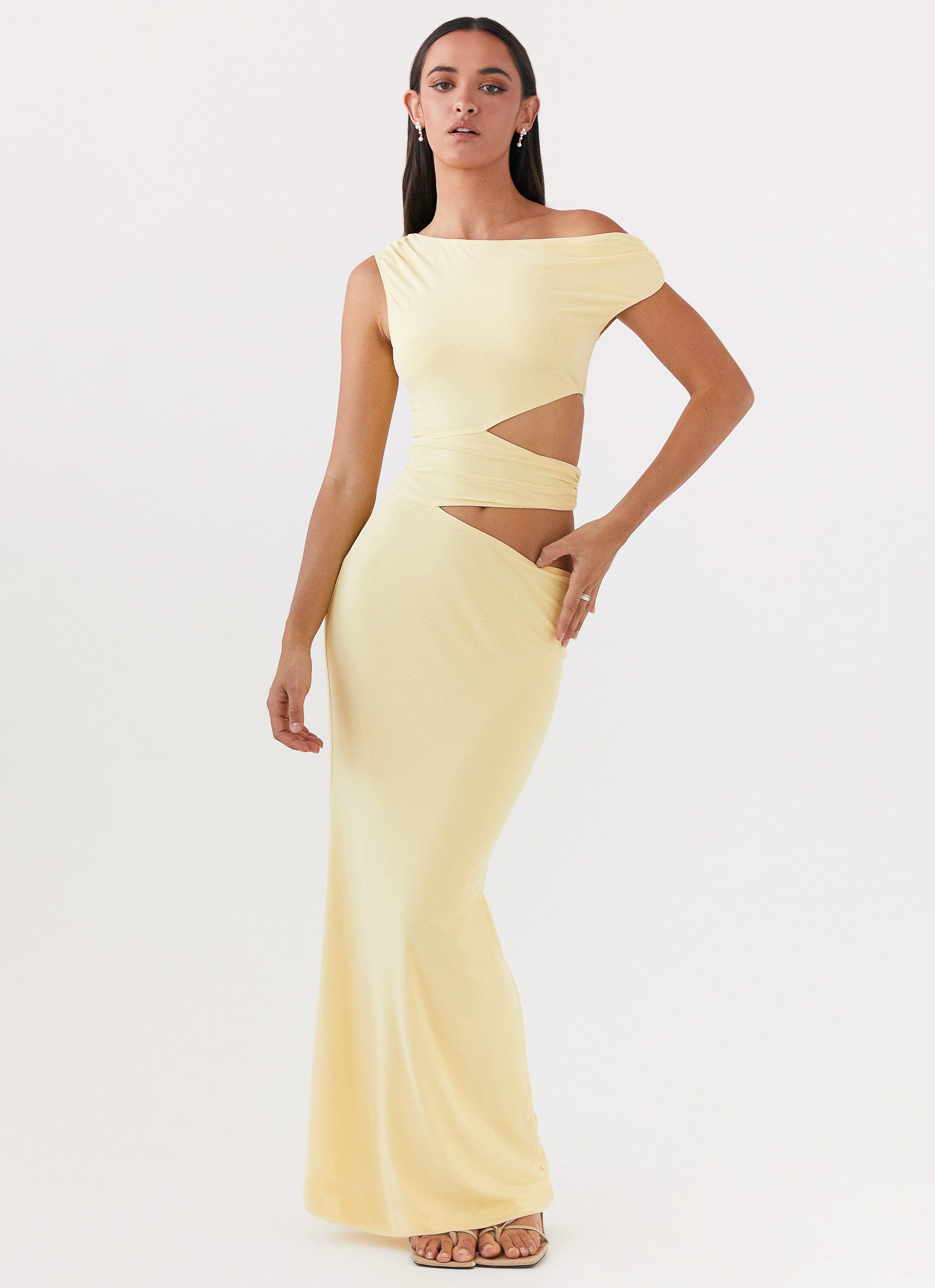 Margot One Shoulder Maxi Dress - Yellow