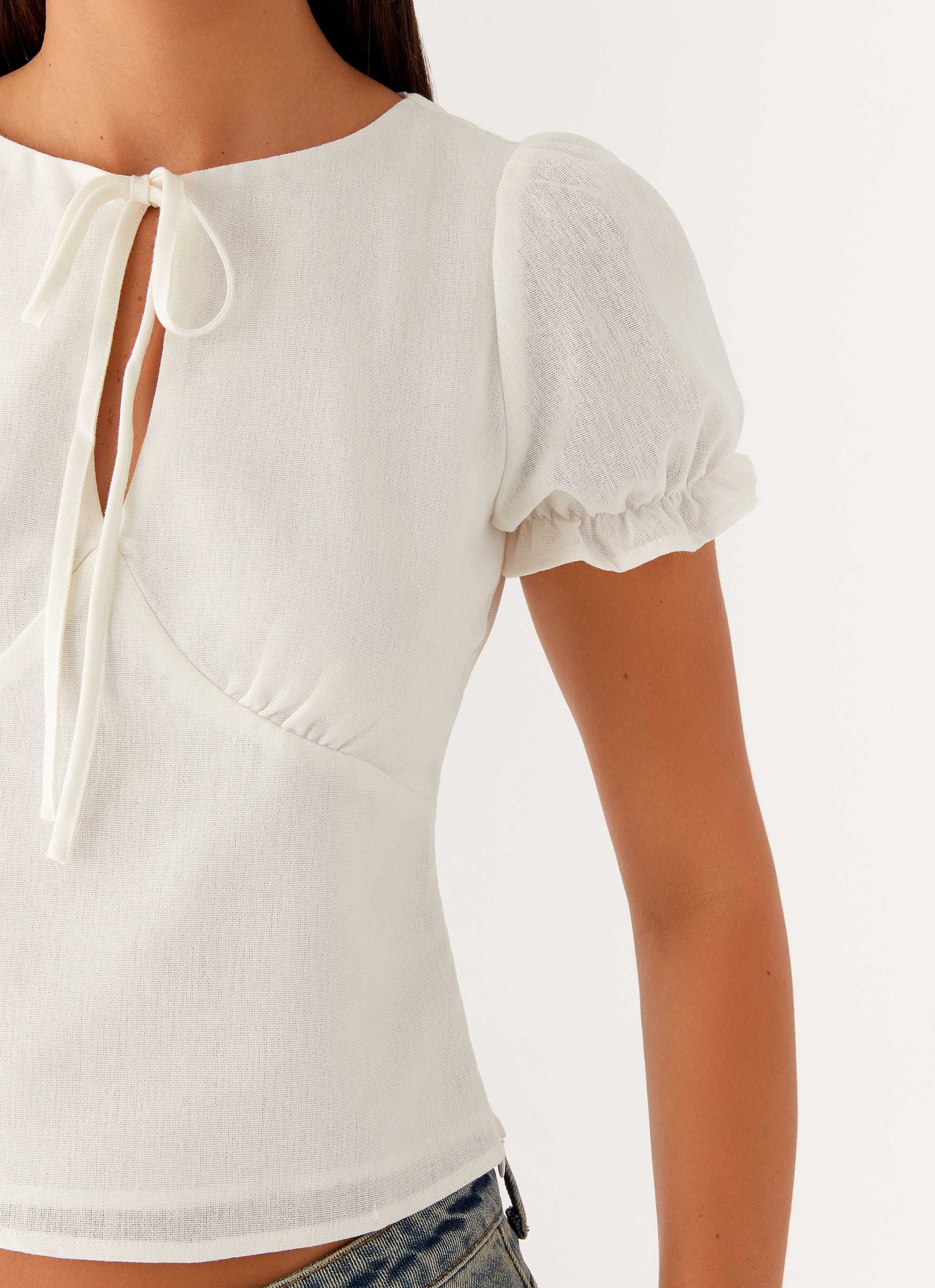 These Words Puff Sleeve Top - White