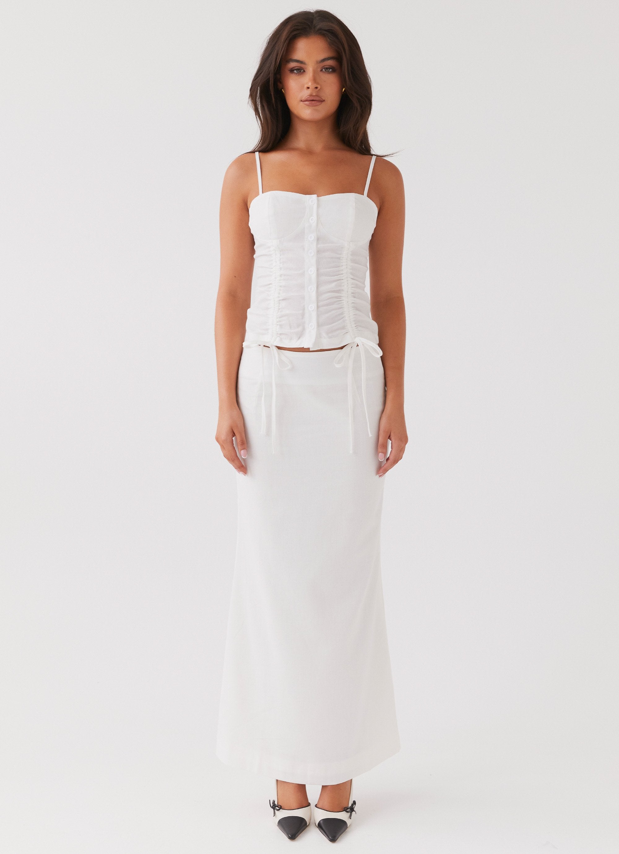 Ariana Linen Bustier Top - White