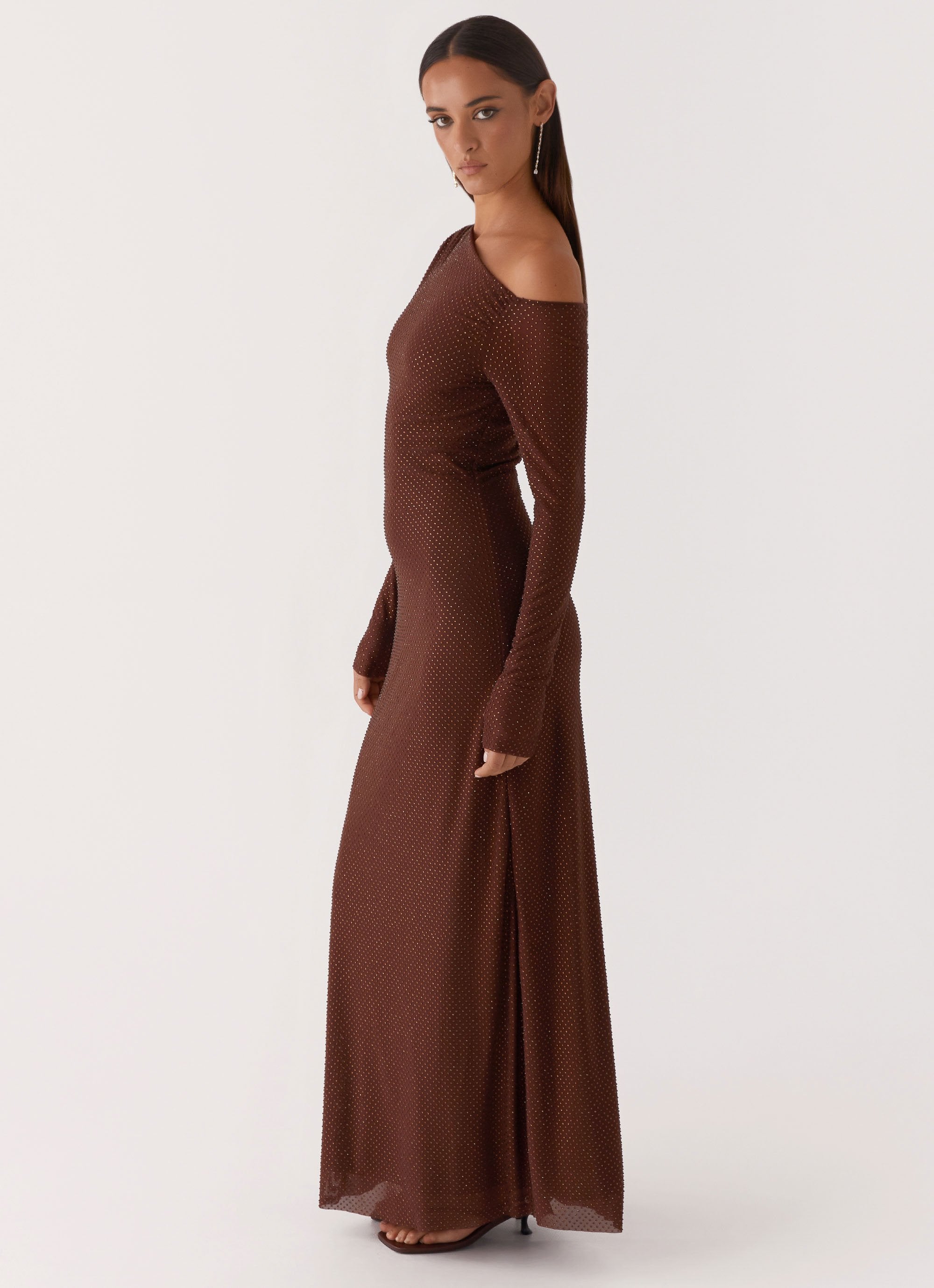 Oriana Sequin Maxi Dress - Chocolate