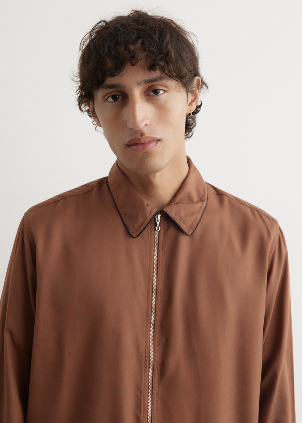 Blouson Zip Long Sleeve Shirt