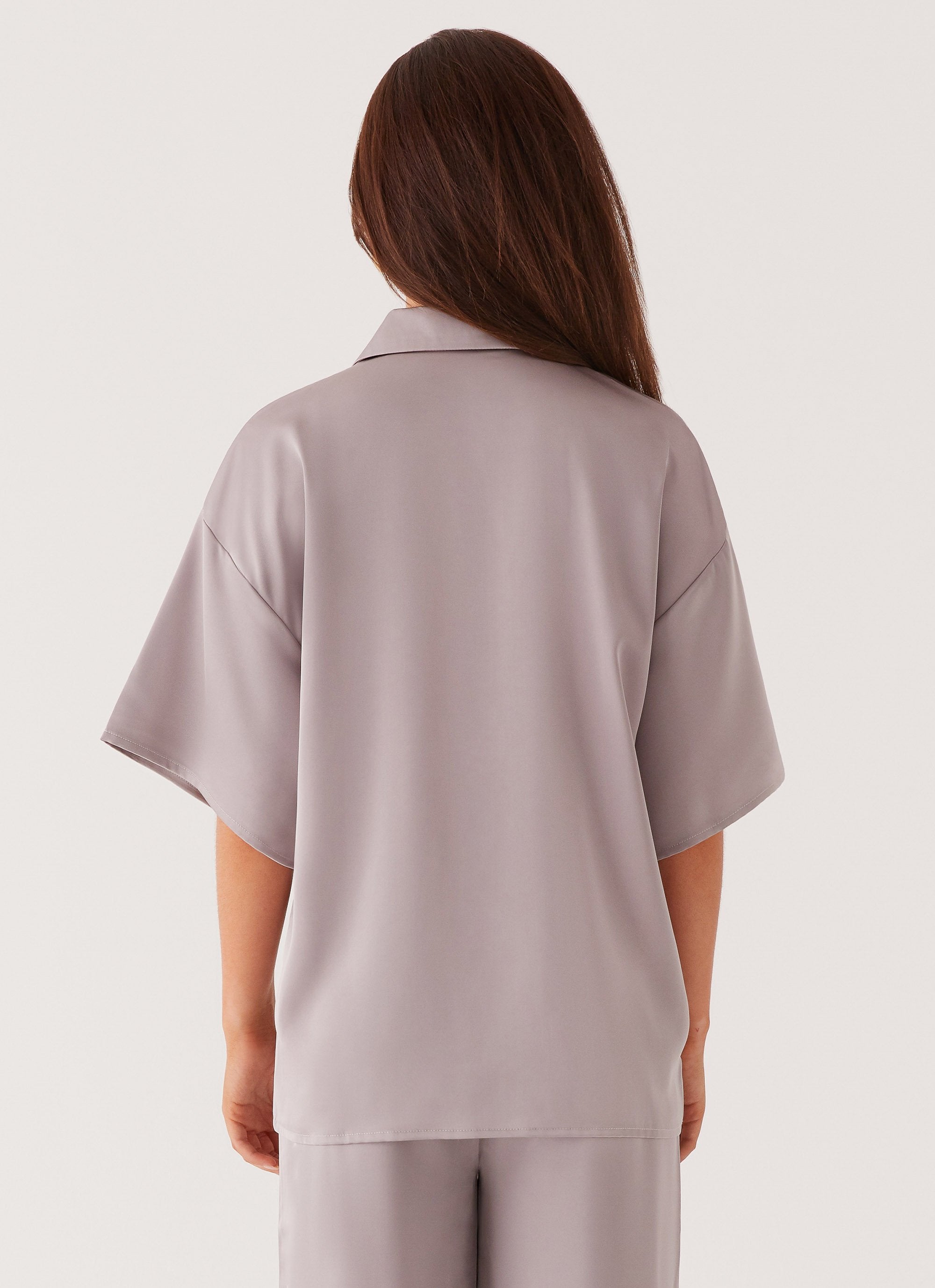 Palm Cove Satin Shirt - Grey