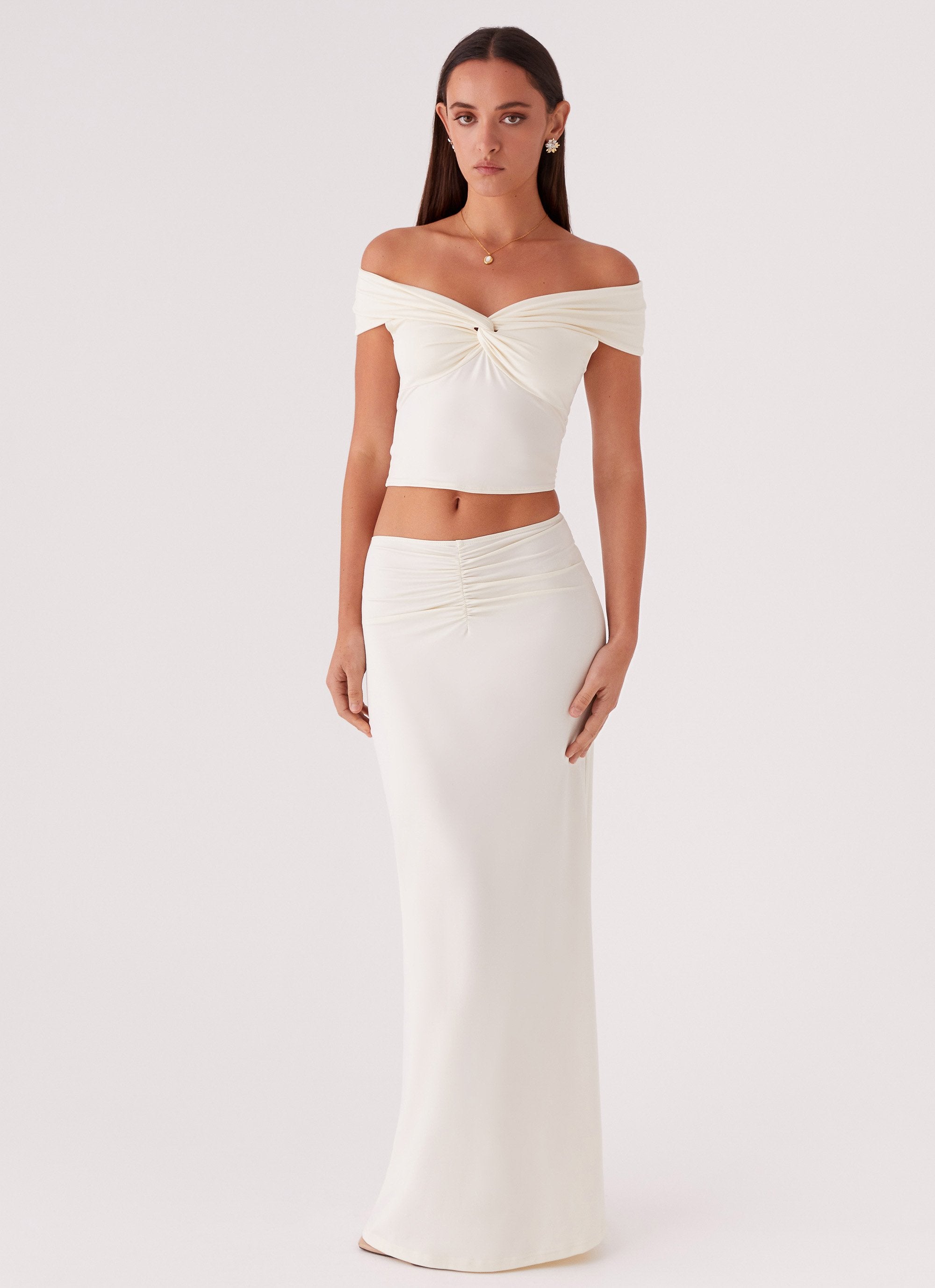 Trixie Twist Off Shoulder Top - Ivory