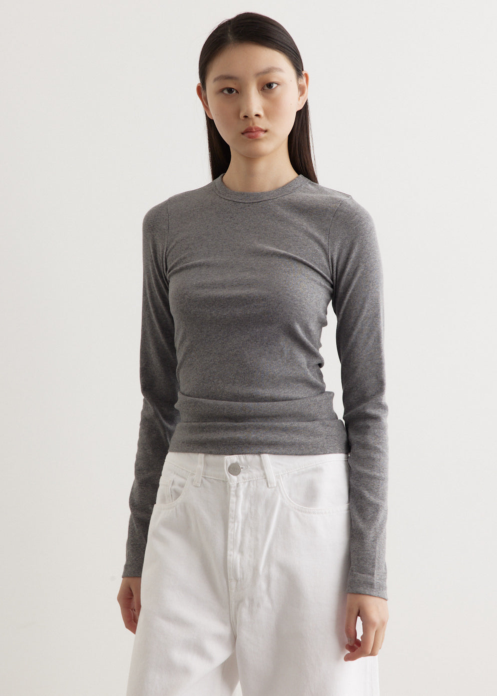 Ribbed Cotton Crewneck Top