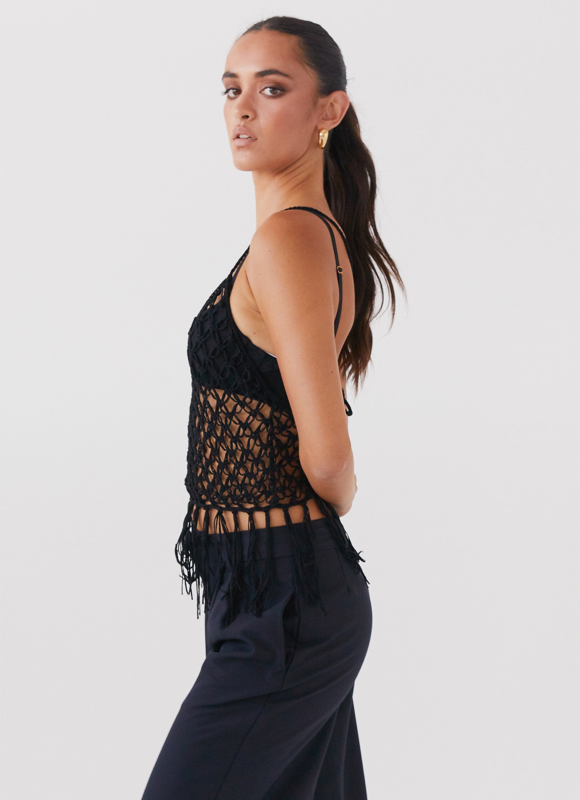 Metro Wilds Net Top - Black