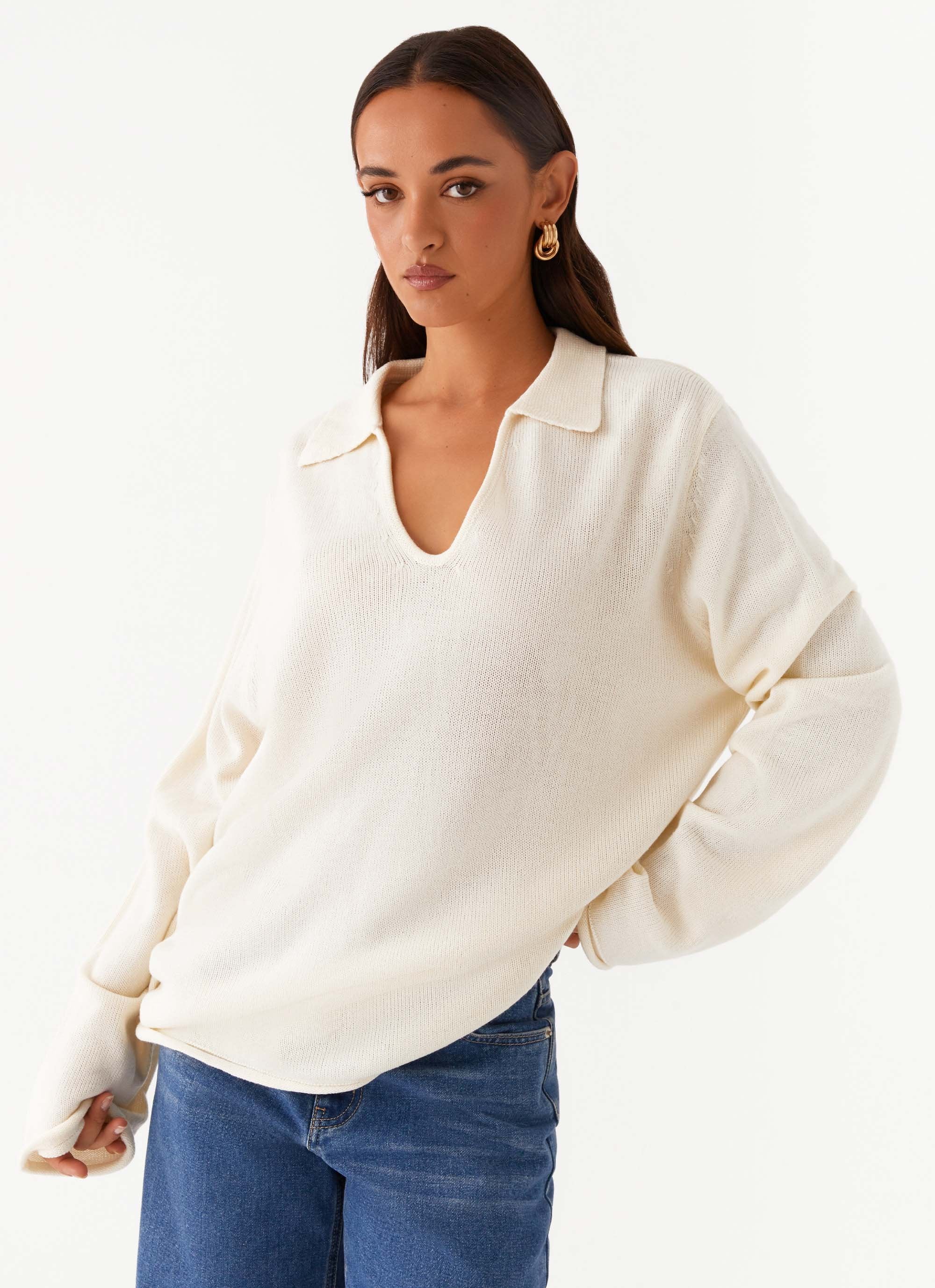 Deena Knit Sweater - White