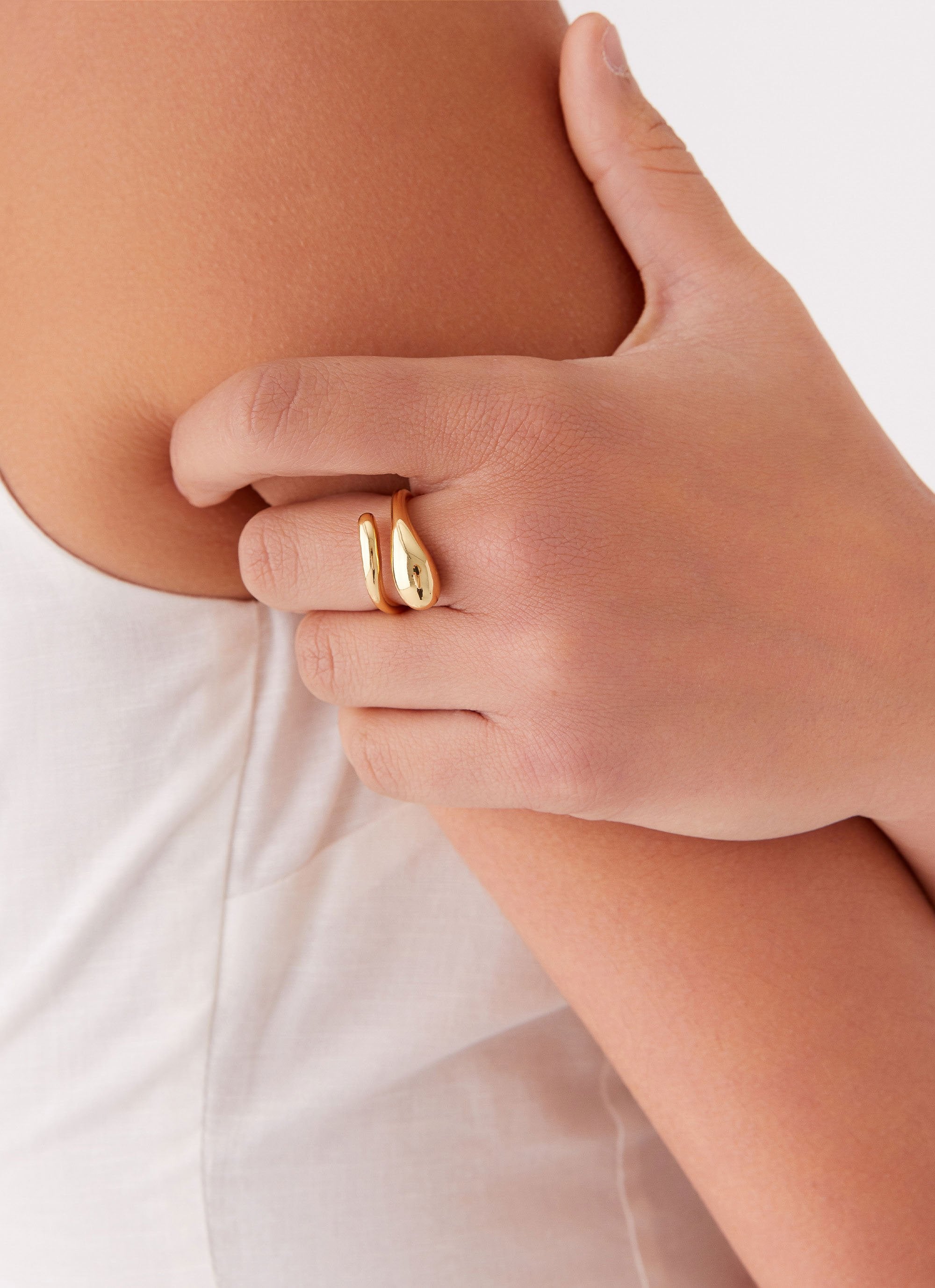 Teardrop Wrap Ring - Gold