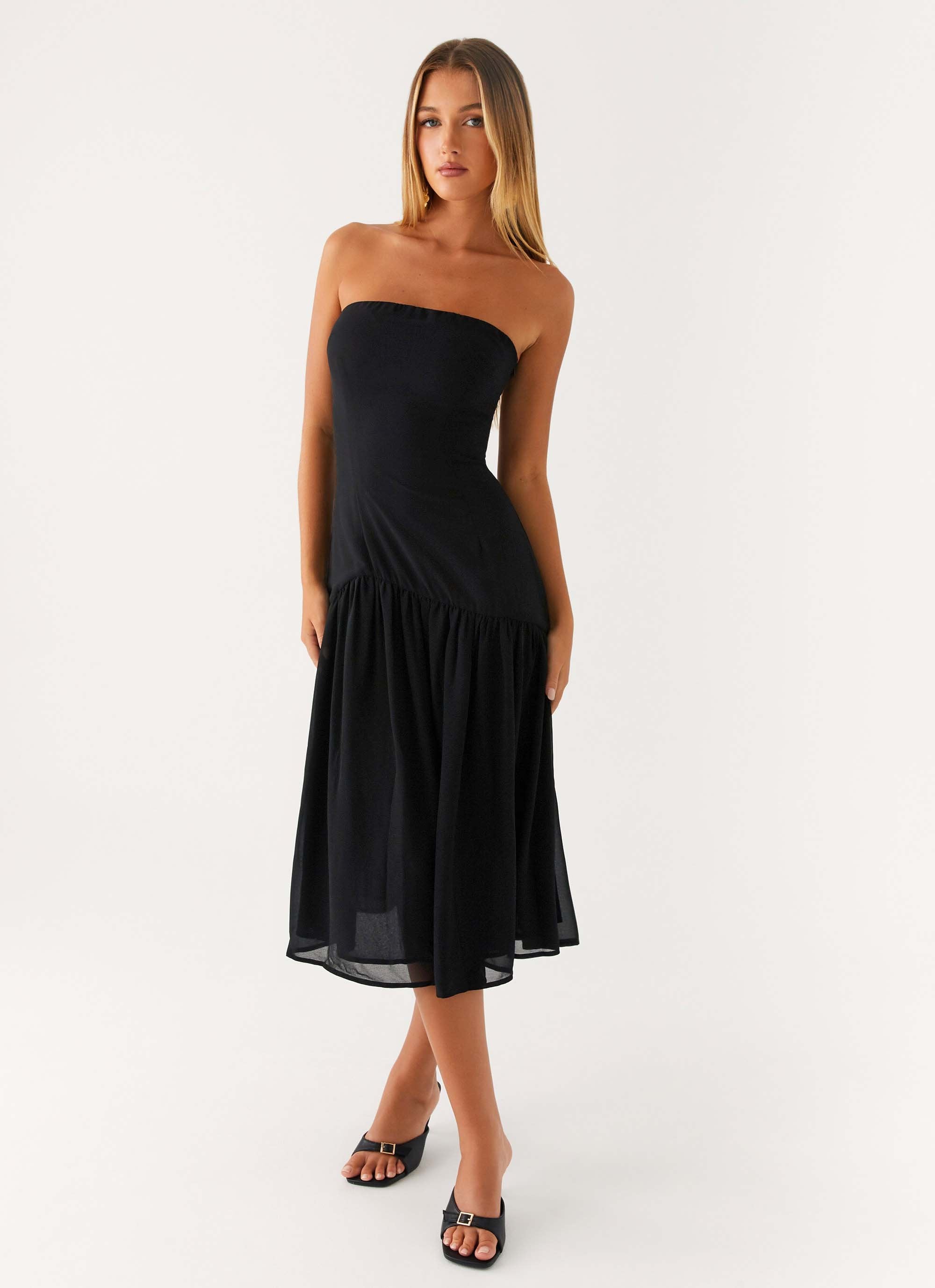 Imagination Strapless Midi Dress - Black