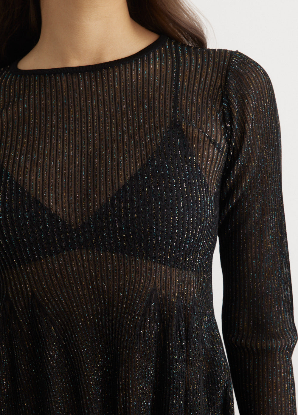 Hypha Lucent Glitter Long Sleeve Flare Top