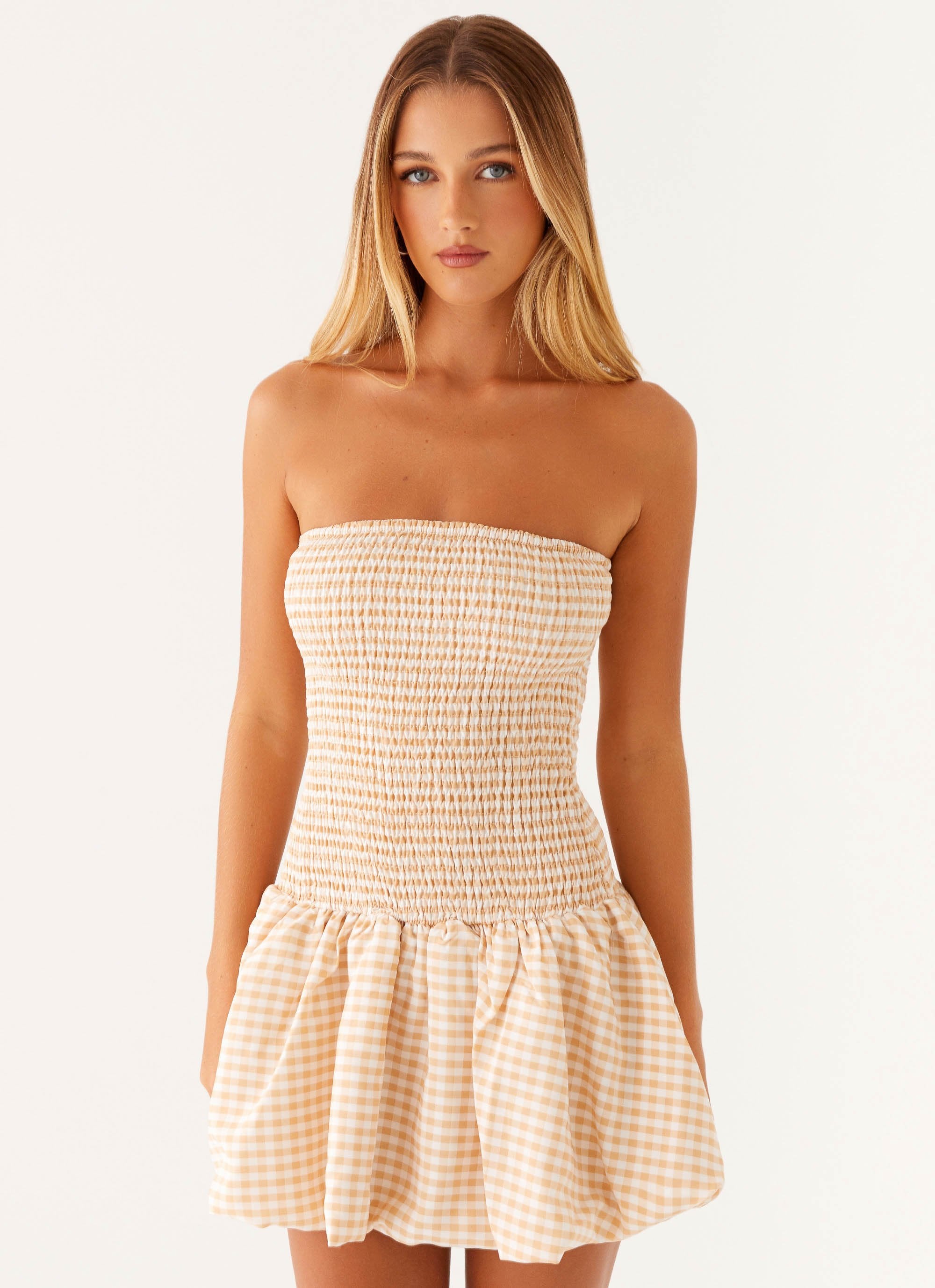 Cassidy Mini Dress - Orange Gingham