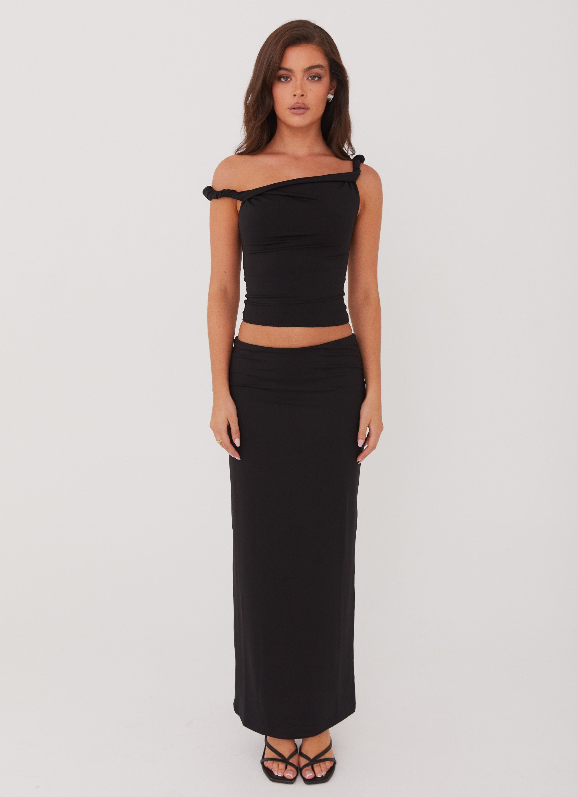 Solace Soul Twist Shoulder Top - Black