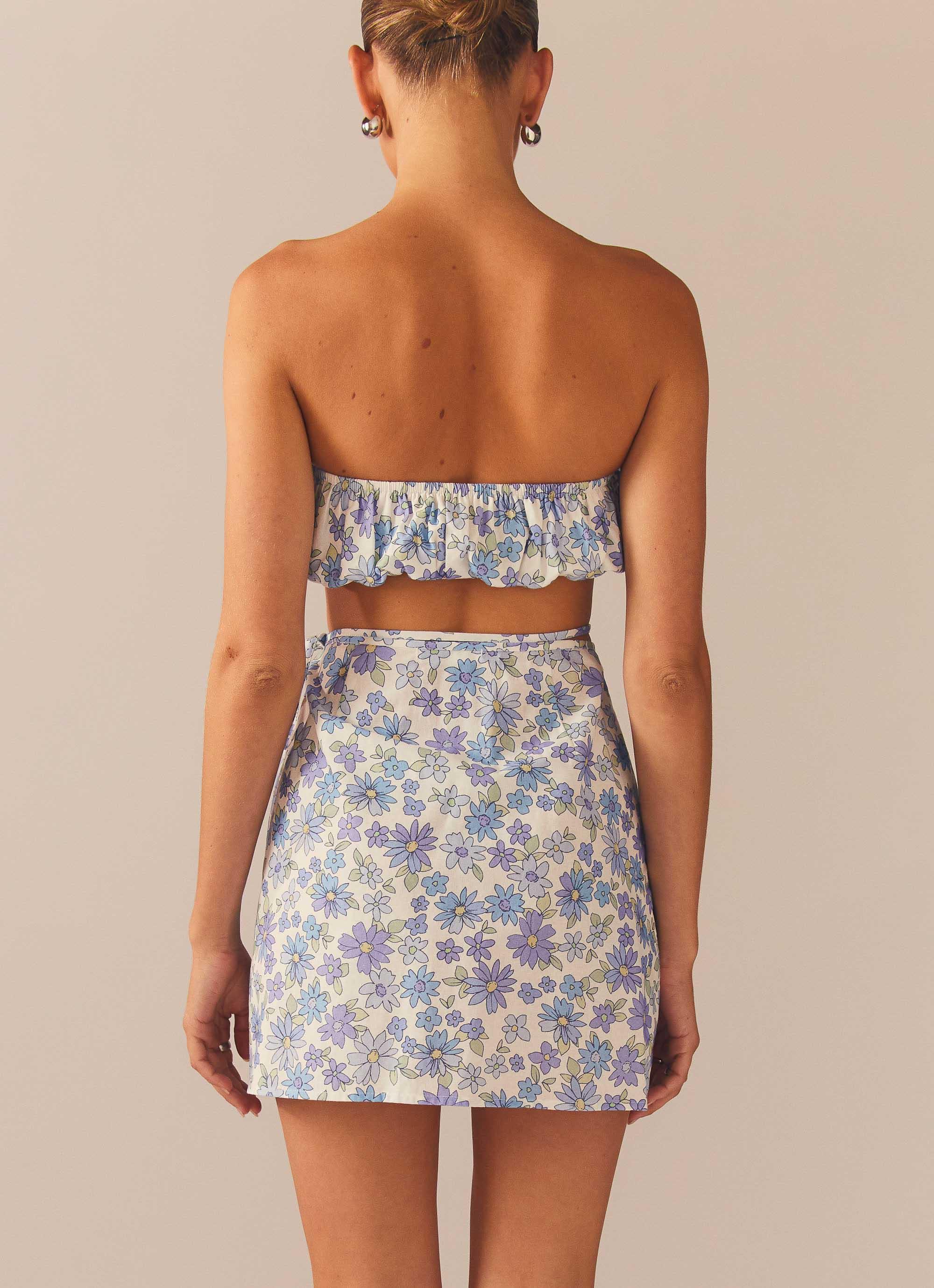 Longing For Less Mini Wrap Skirt - Daisy Chain