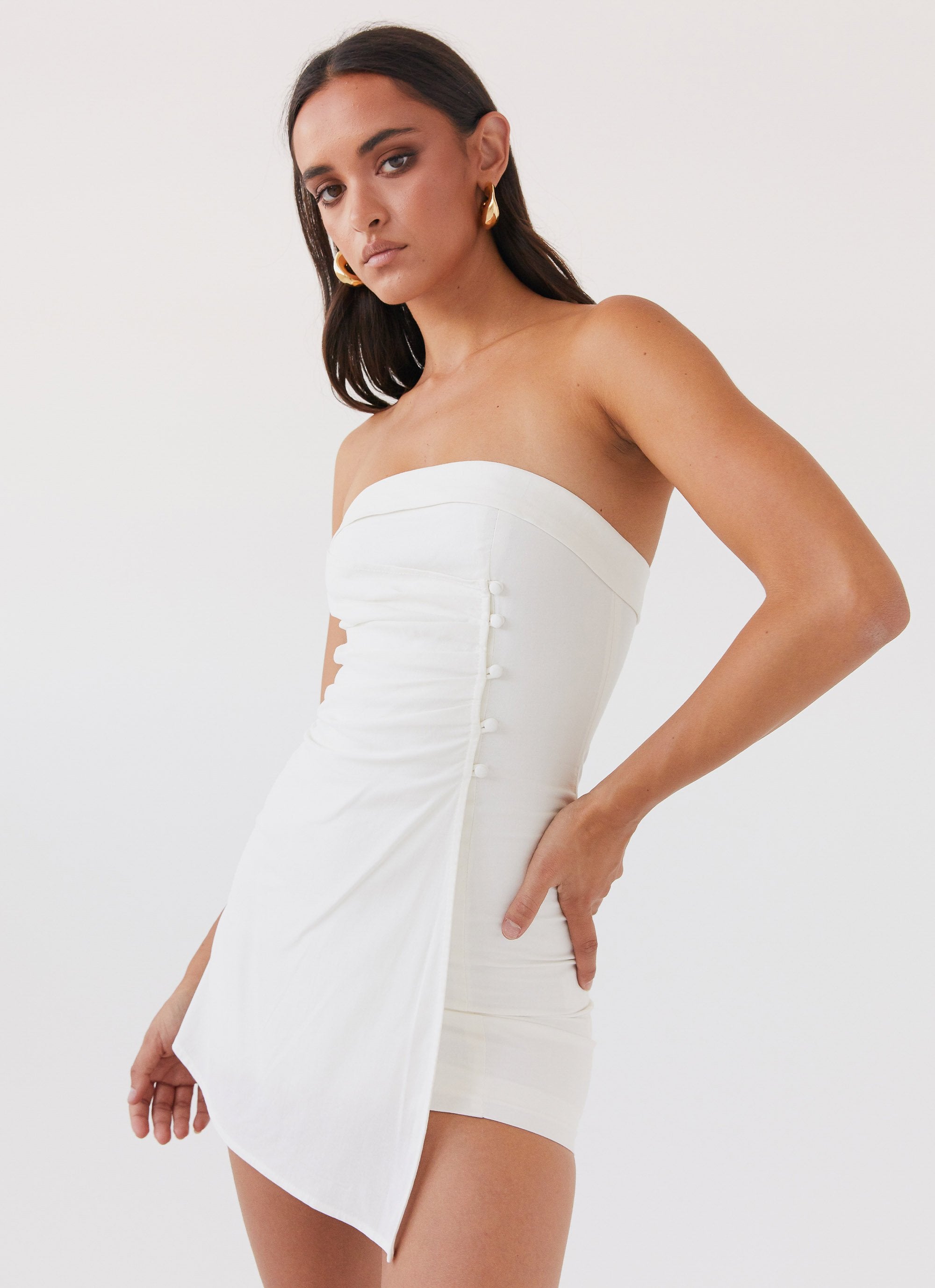 Lavinia Linen Tube Mini Dress - White