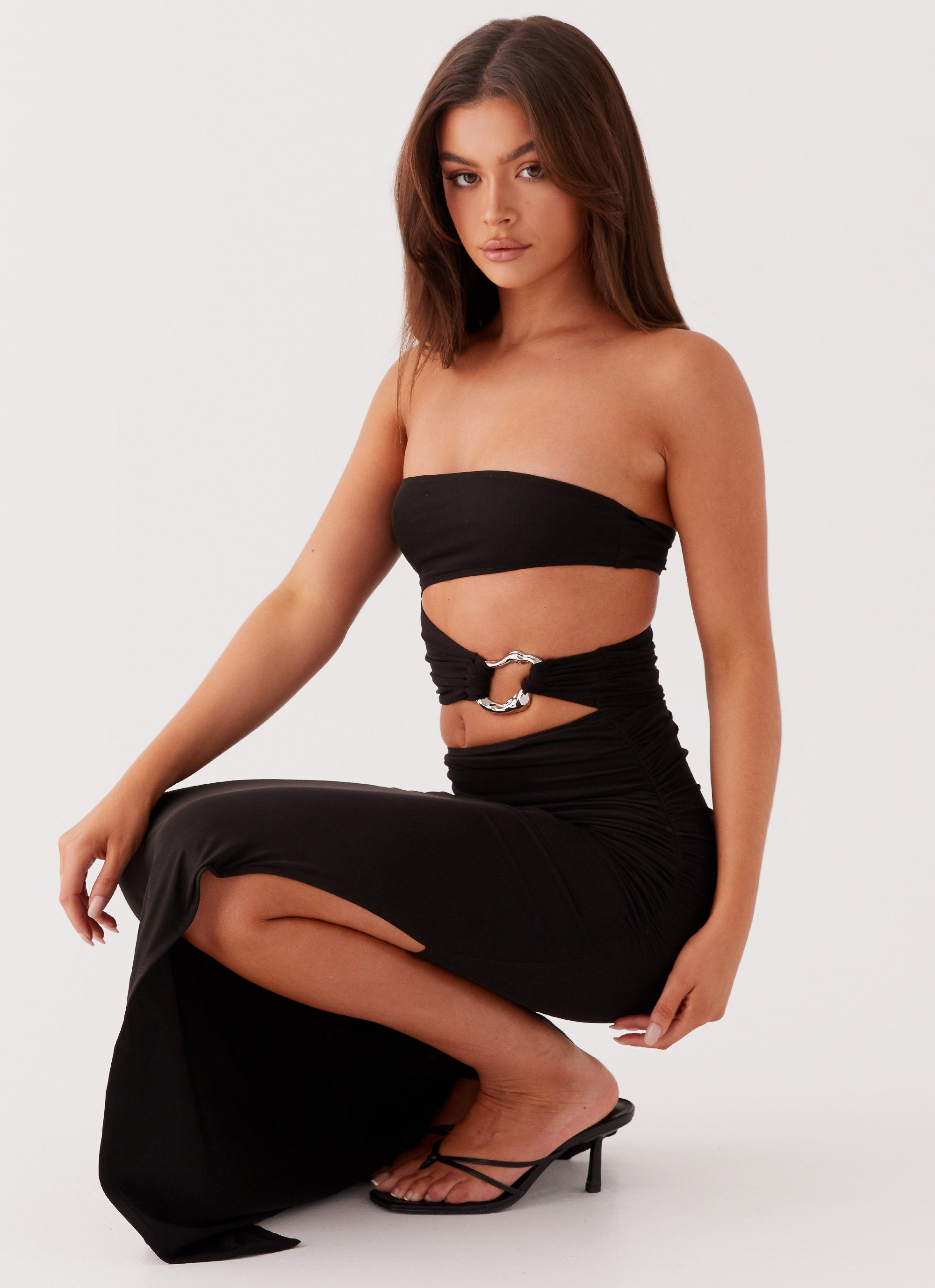 Into Pieces Mesh Maxi Dress - Black