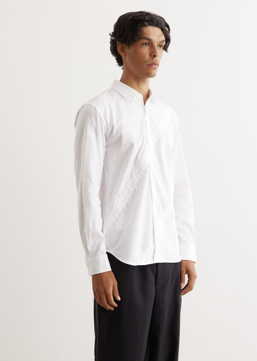 Cotton Dobby Cloth Diagonal Panel Shirt