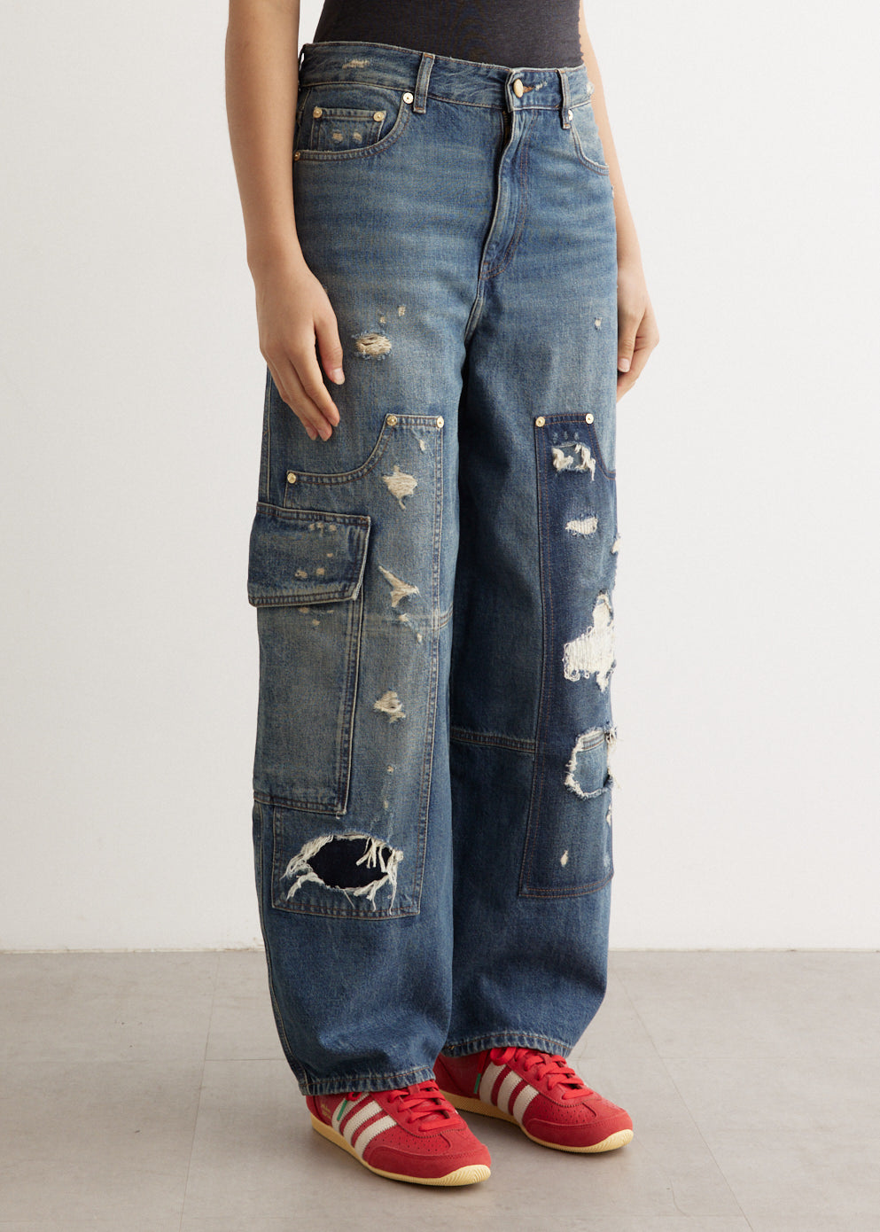 Heavy Washed Denim Carpenter Jeans