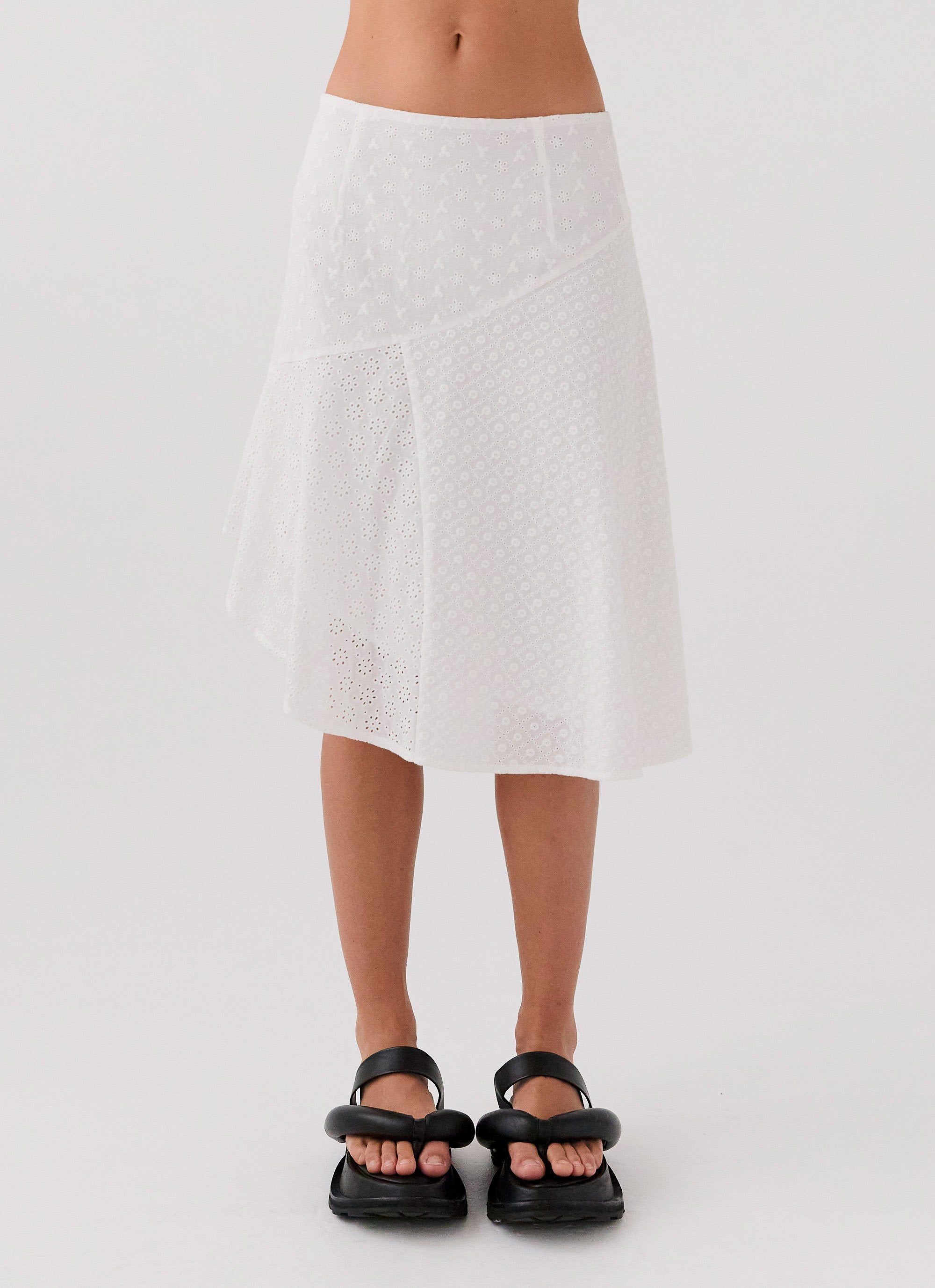 Dewdrop Petal Midi Skirt - Lily White