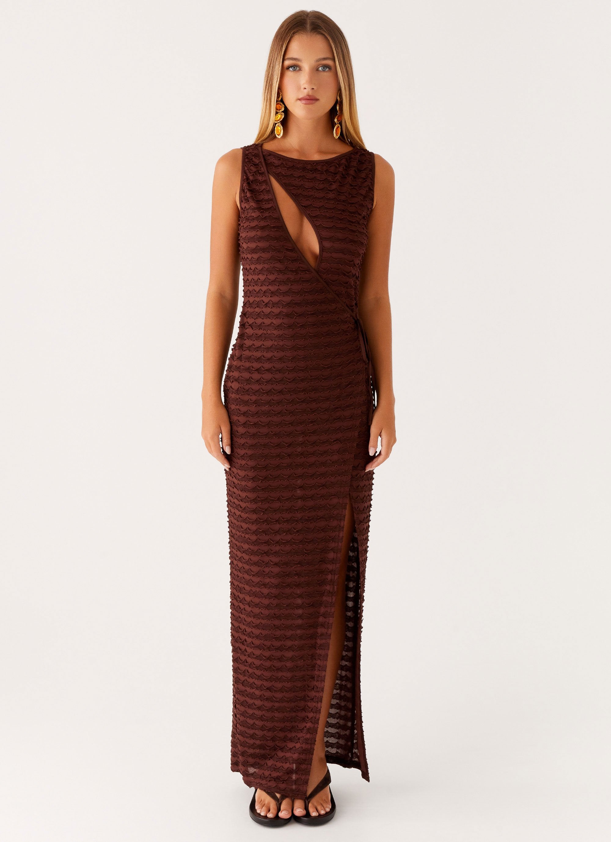 Sterling Wrap Maxi Dress - Chocolate