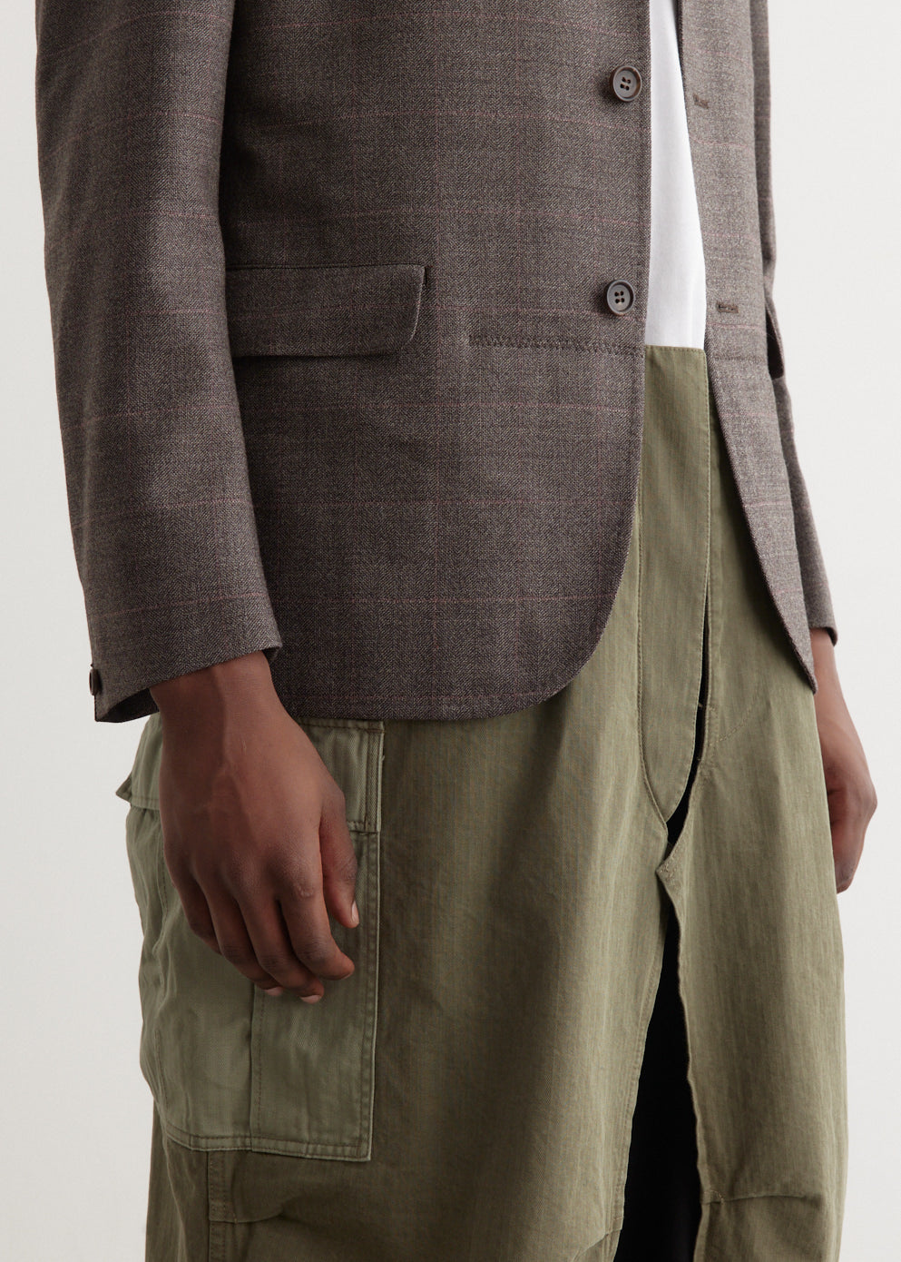 Wool Check x Cargo Pant Tailored Coat