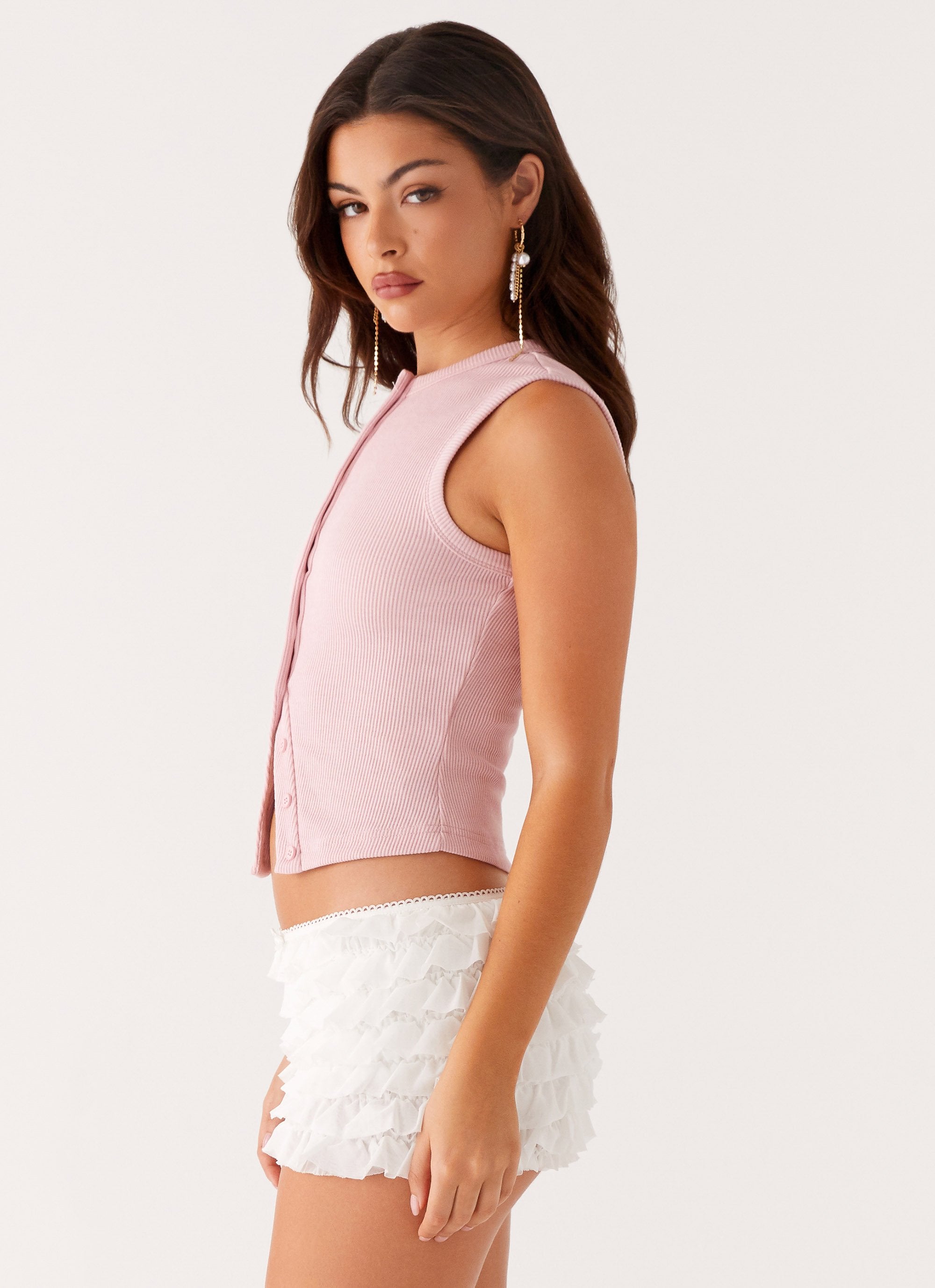 Blair Buttoned Tank Top - Pink