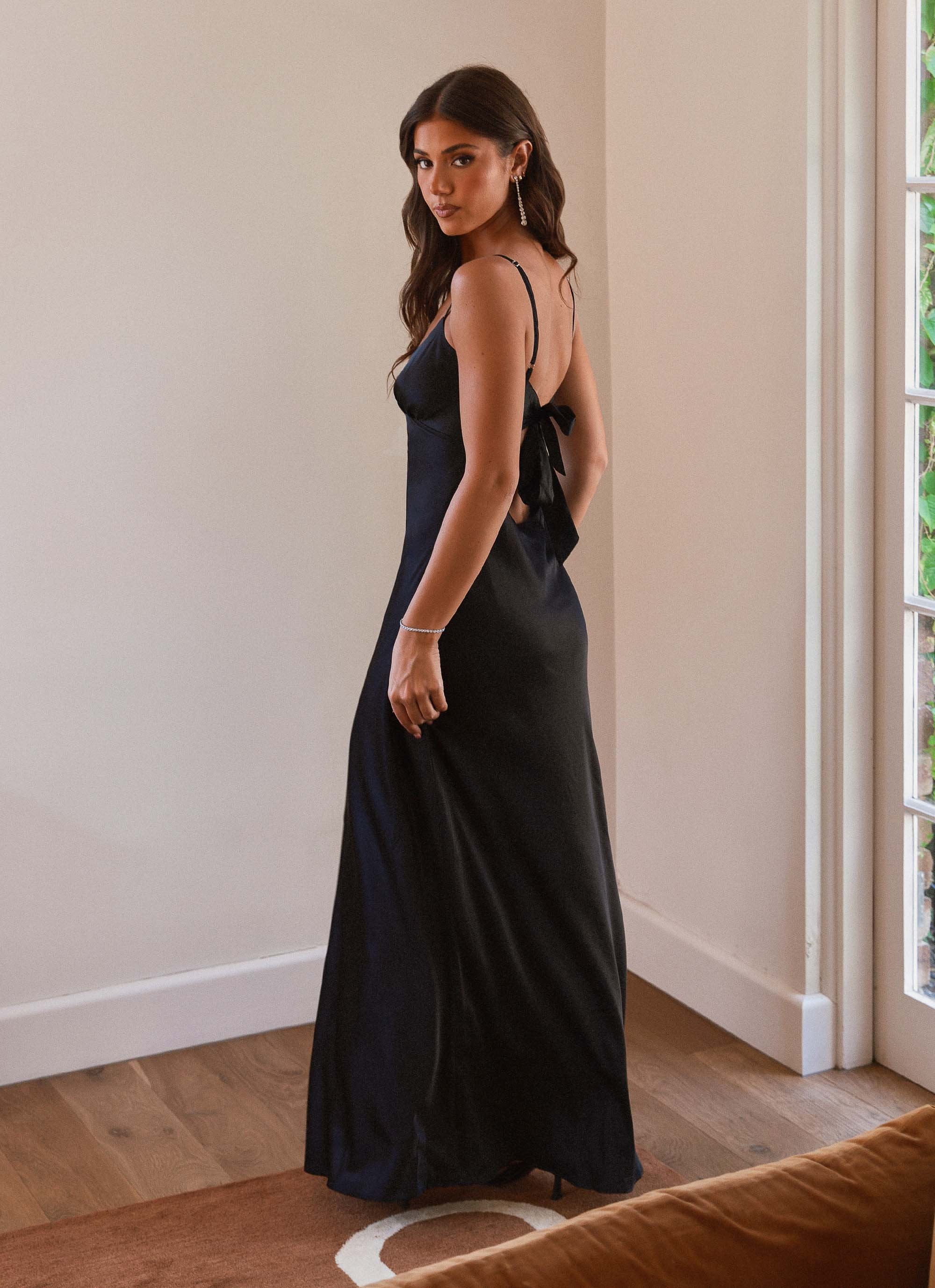 Flora Satin Maxi Dress - Midnight