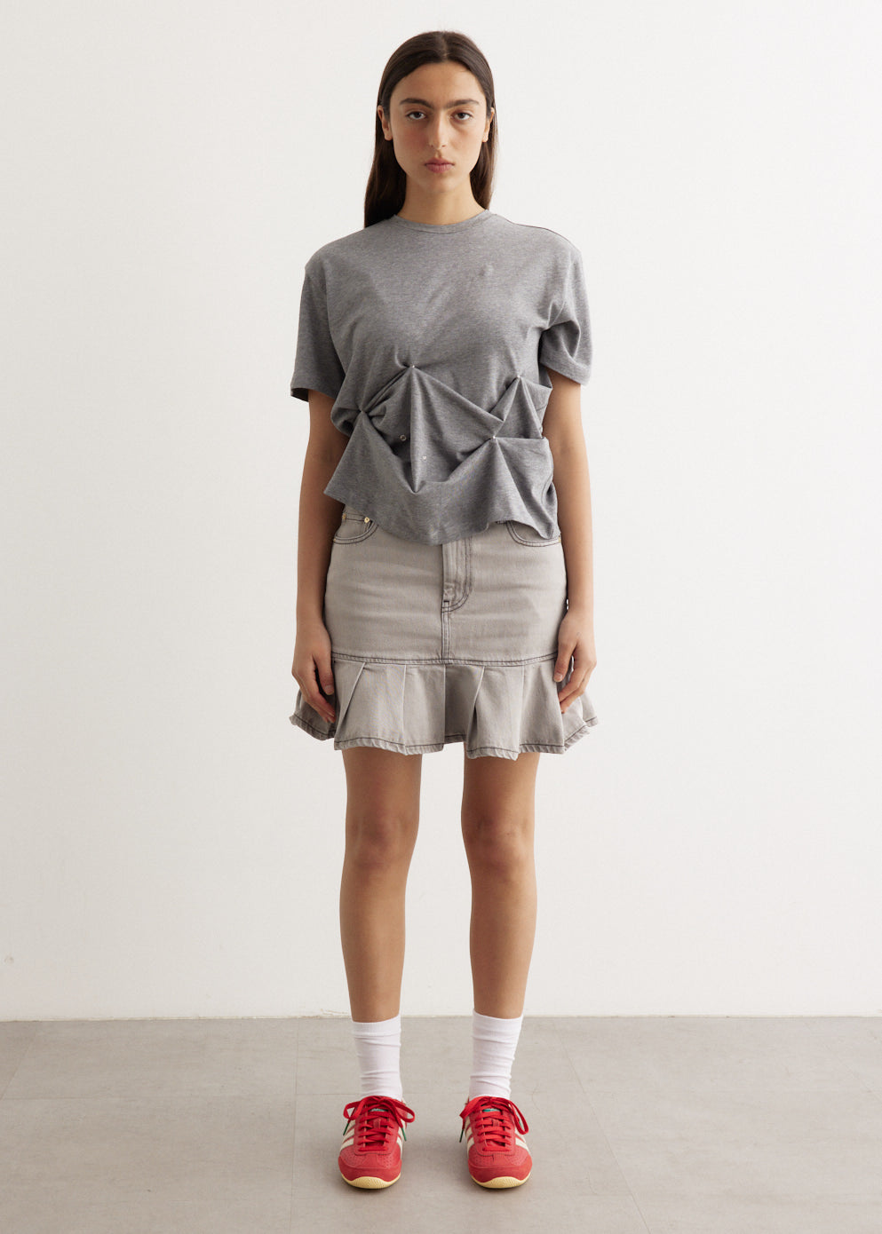 Future Denim Pleated Mini Skirt