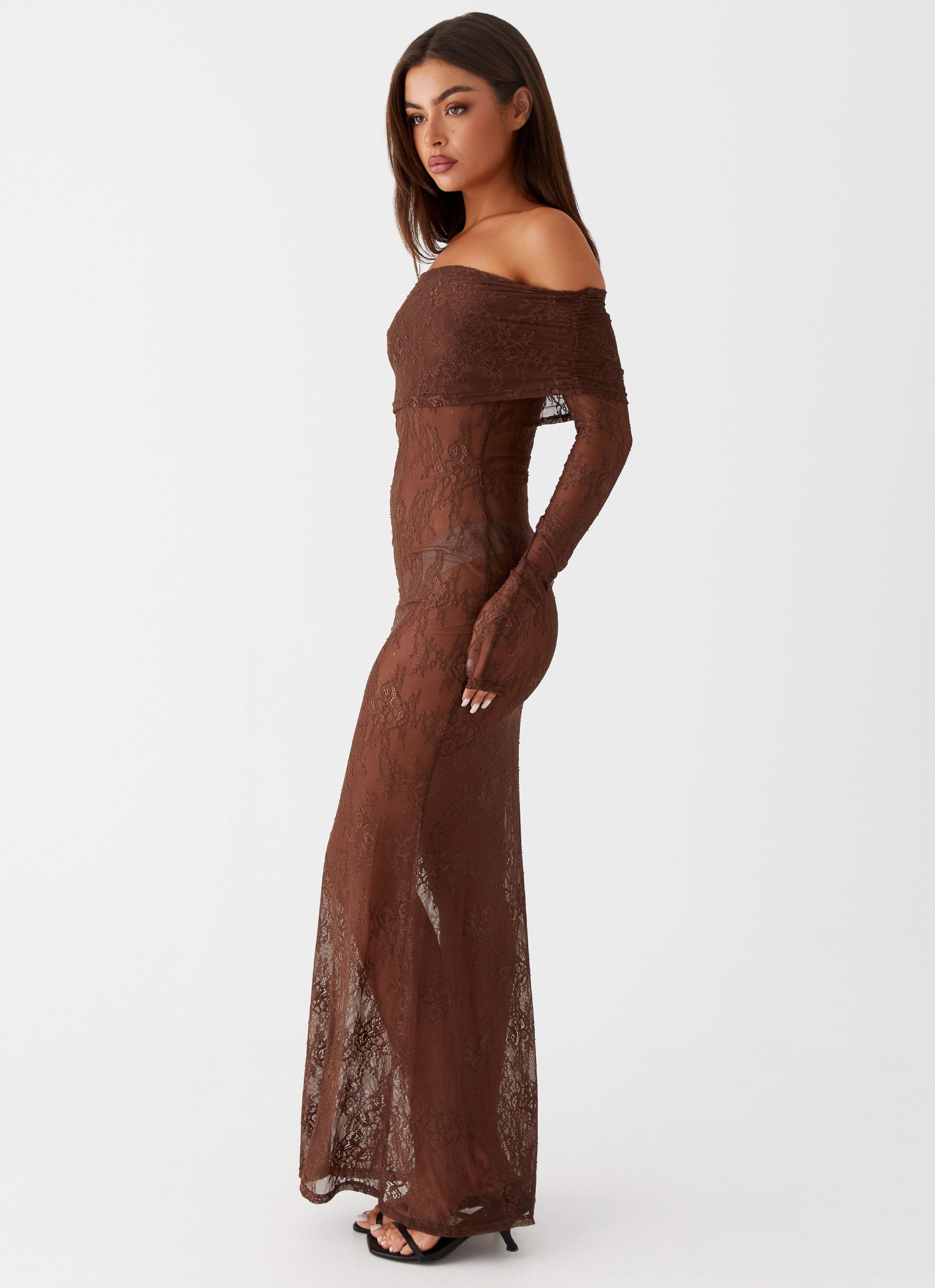 Nadia Lace Maxi Dress - Chocolate