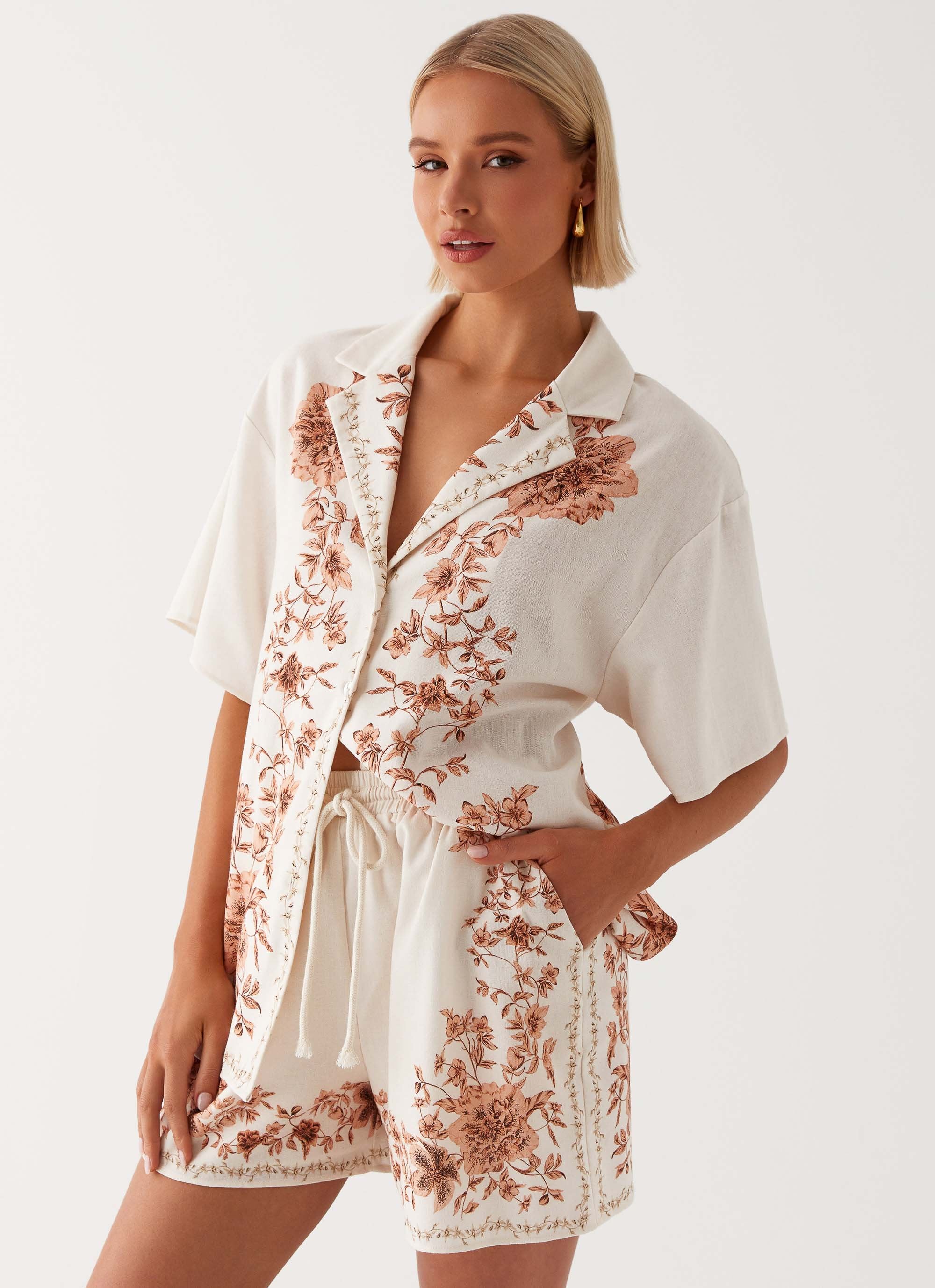 Dreamy Days Oversized Linen Shirt - Ivory