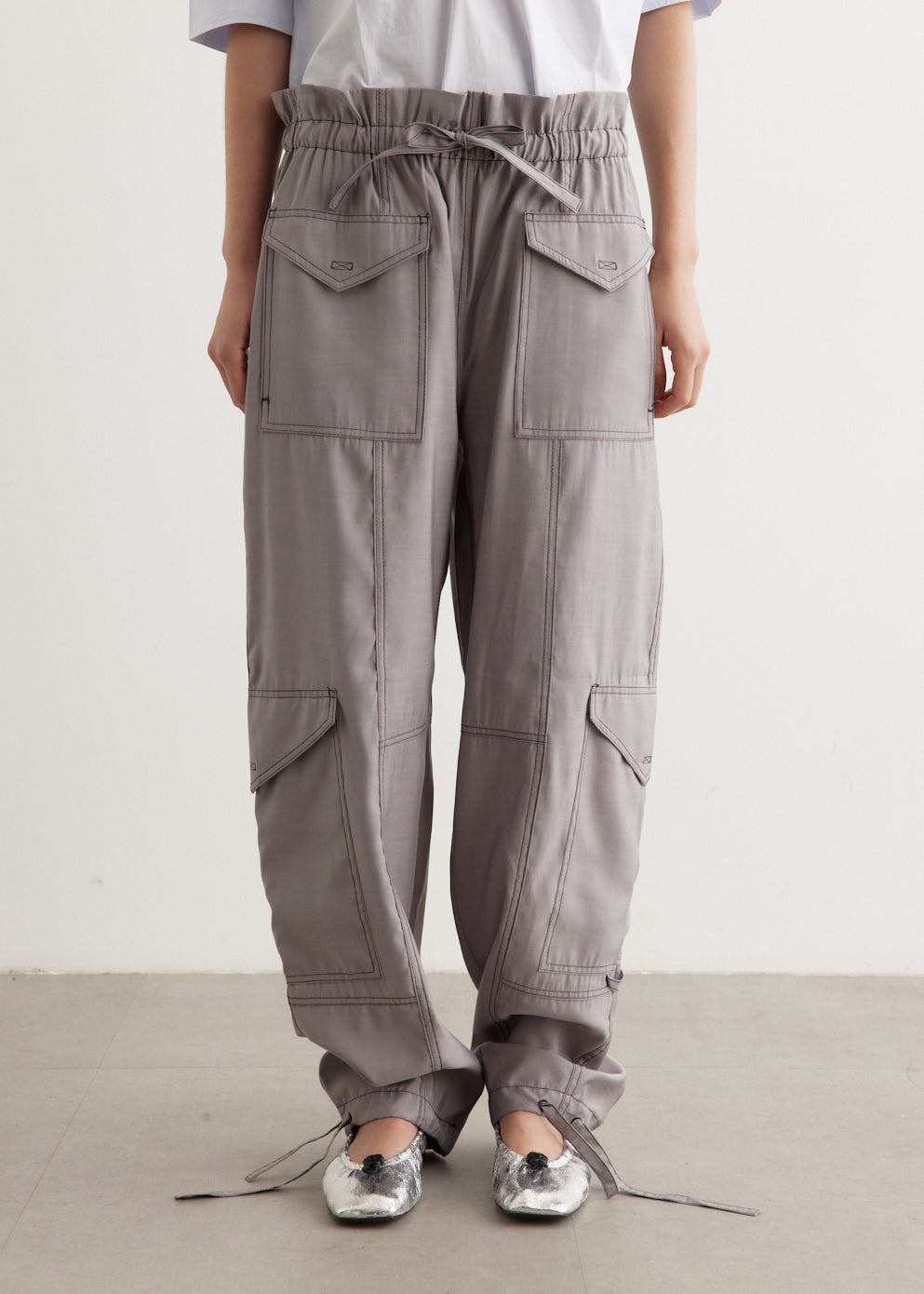 Light Slub High Waist Pocket Pants