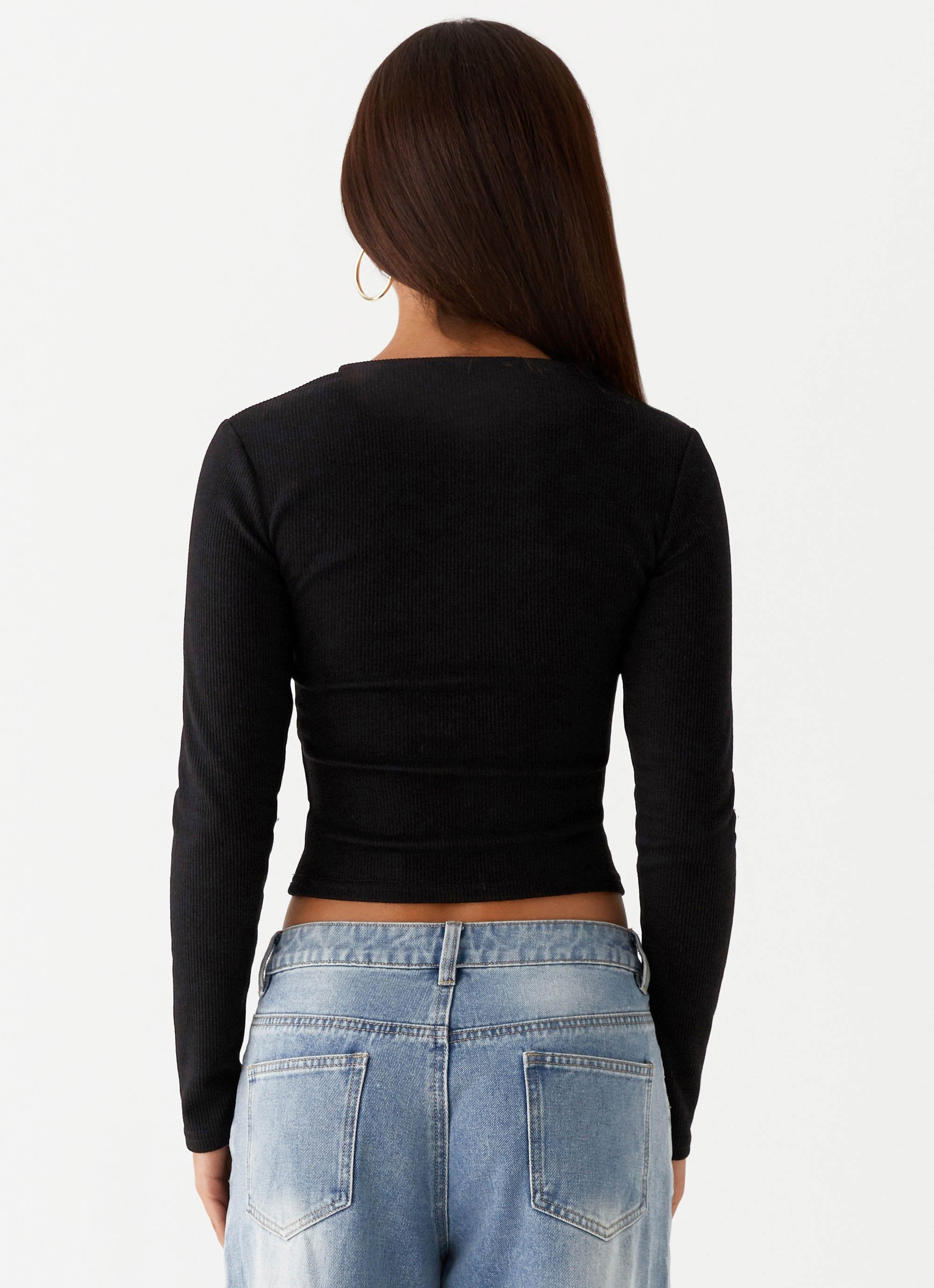 Kellie Long Sleeve Knit Top - Black