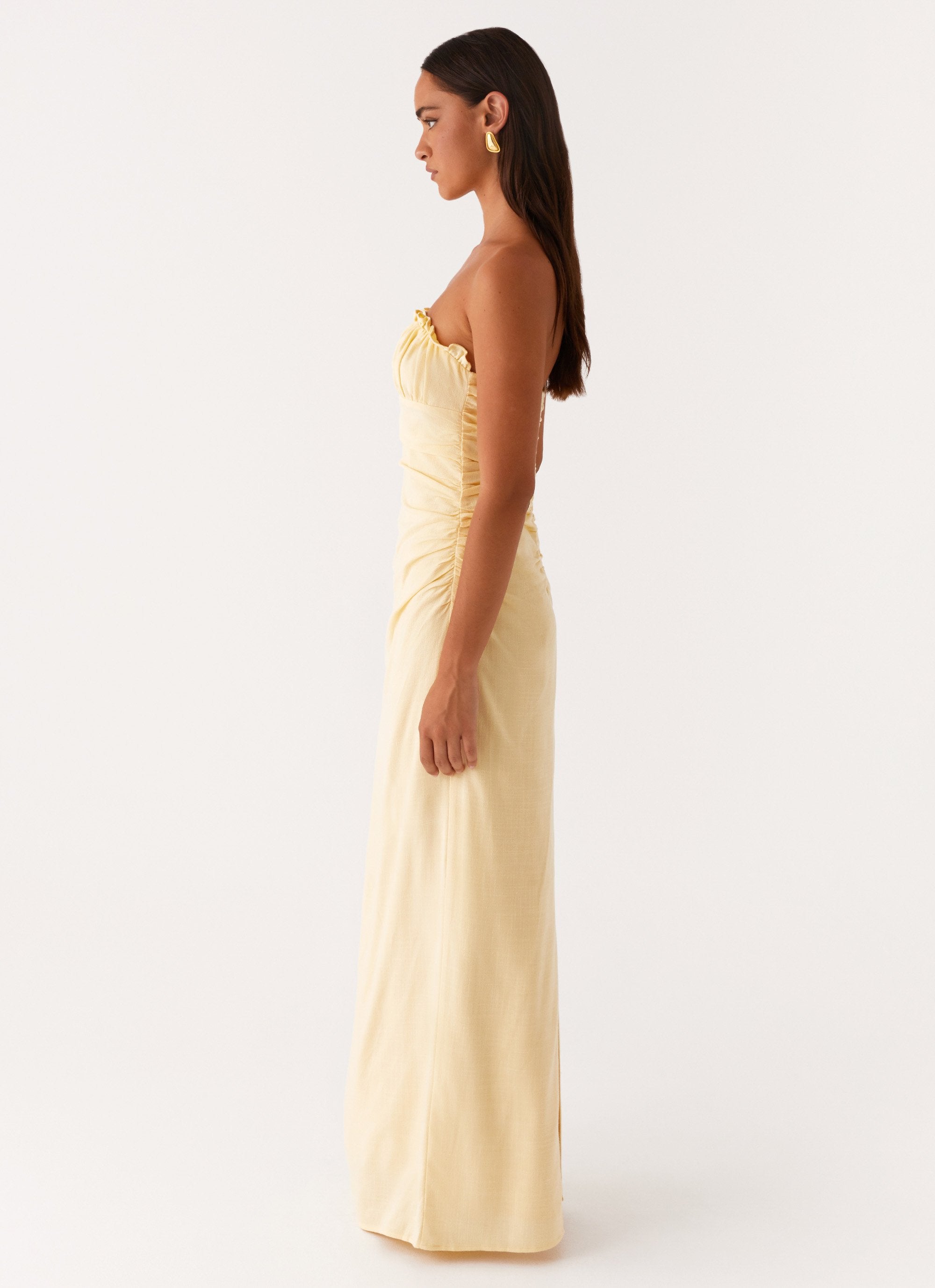 Xena Gathered Maxi Dress - Yellow