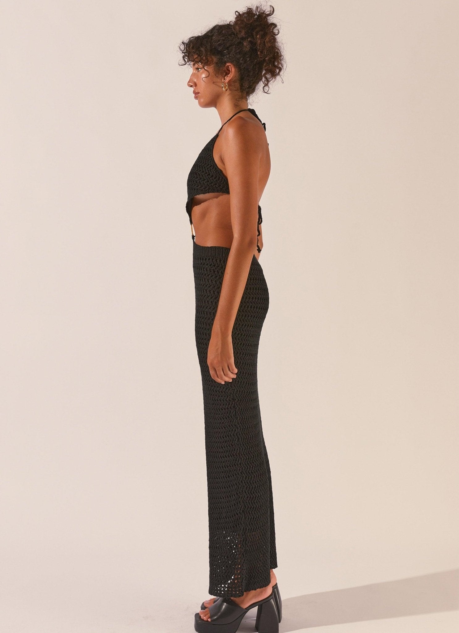 Afternoons In Majorca Crochet Maxi Dress - Black Sand