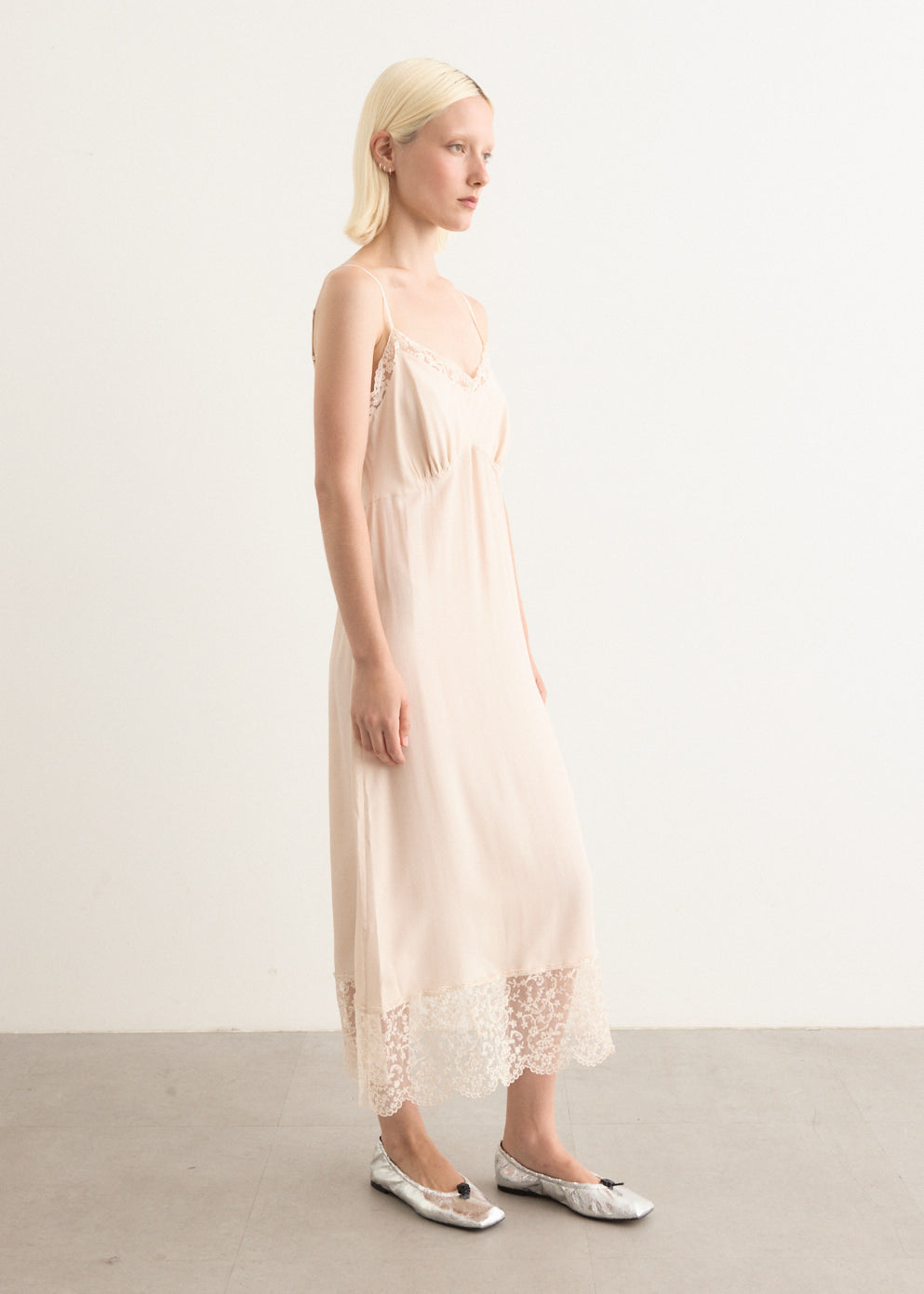 Slip Dress With Deep Lace Trim