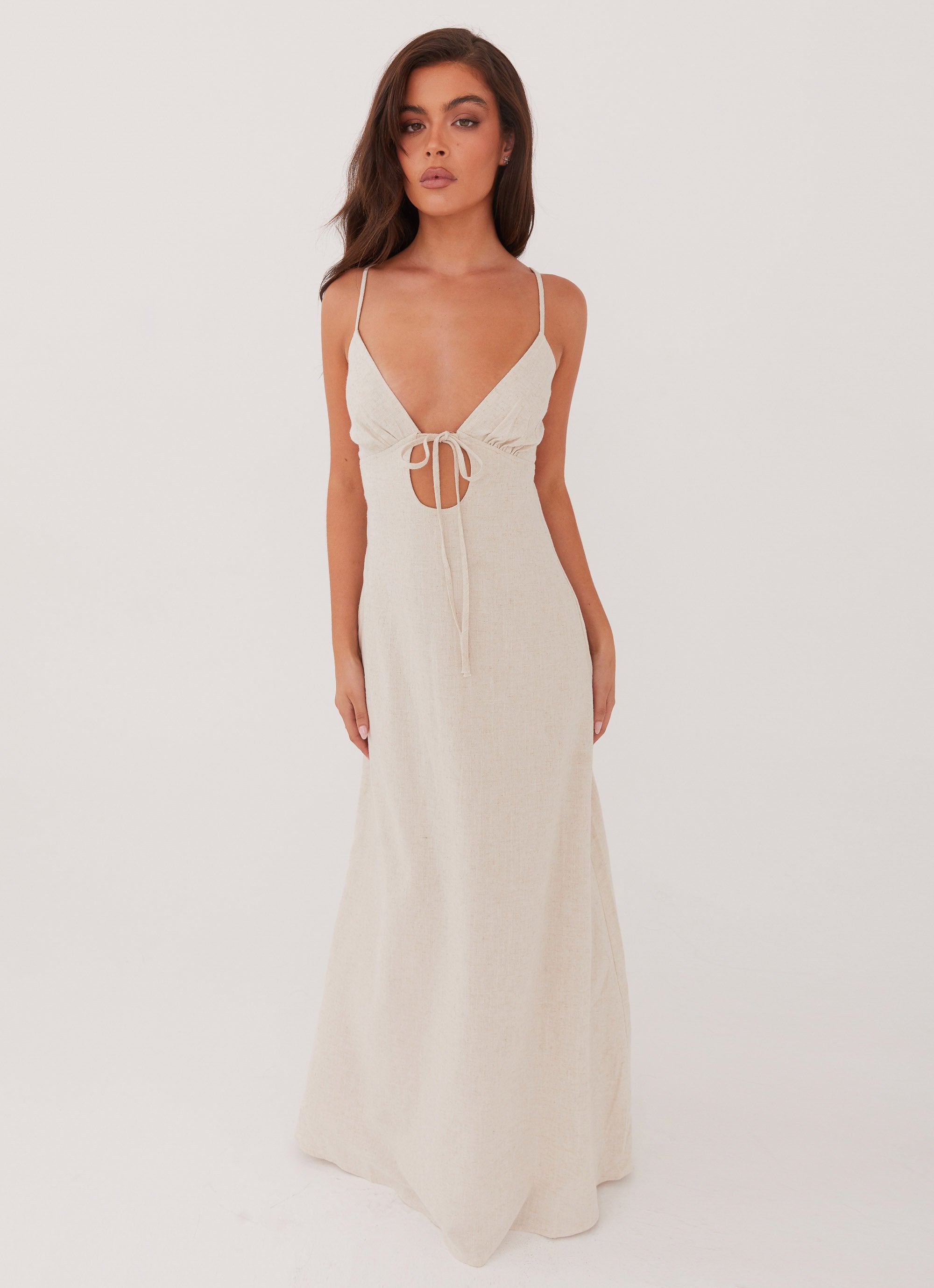 Flora Linen Maxi Dress - Oatmeal