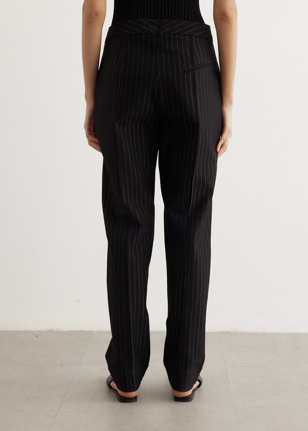 Compact Stripe Jersey Mid Waist Pants