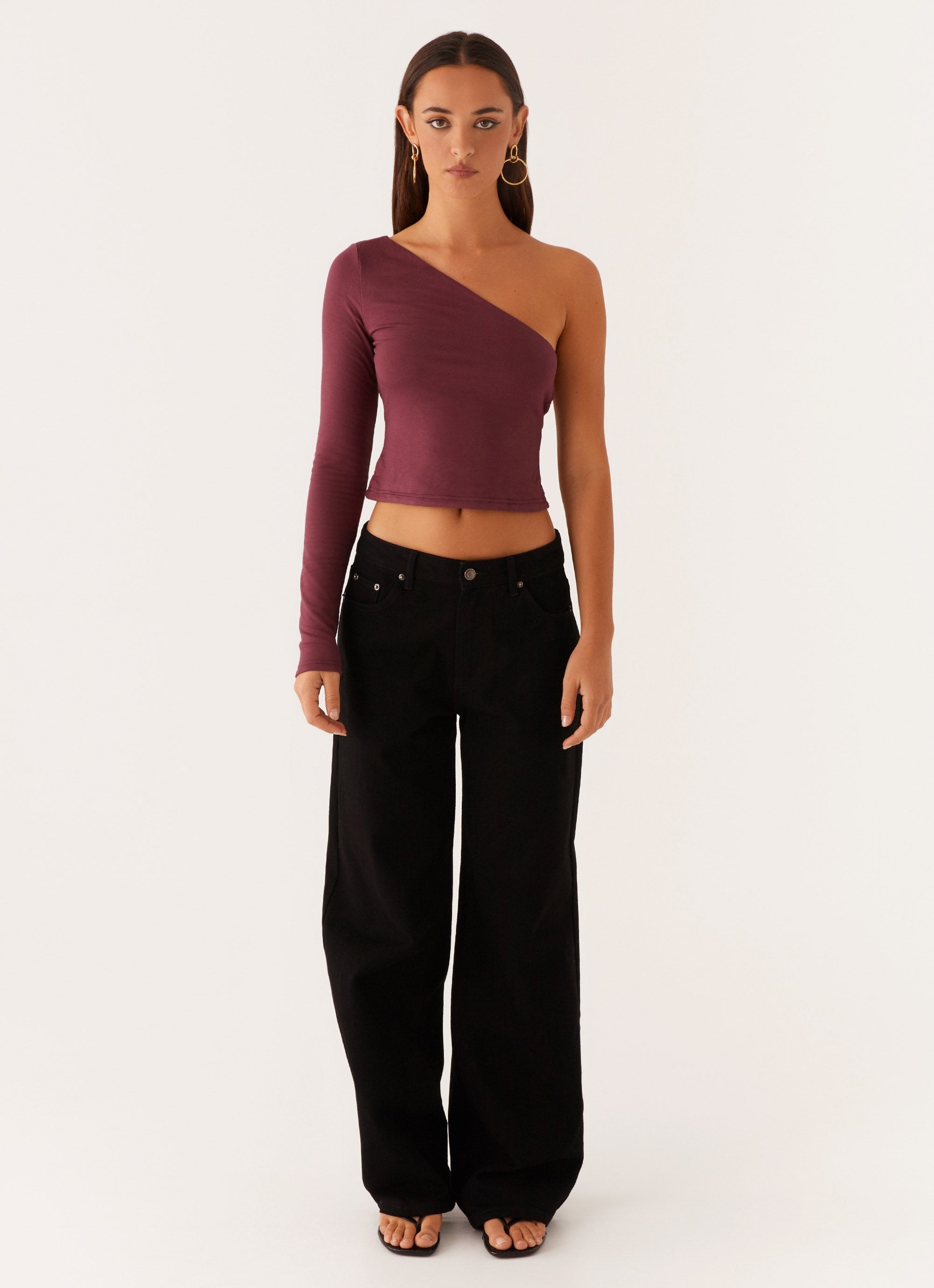 Hawkins Open Back One Shoulder Top - Mulberry