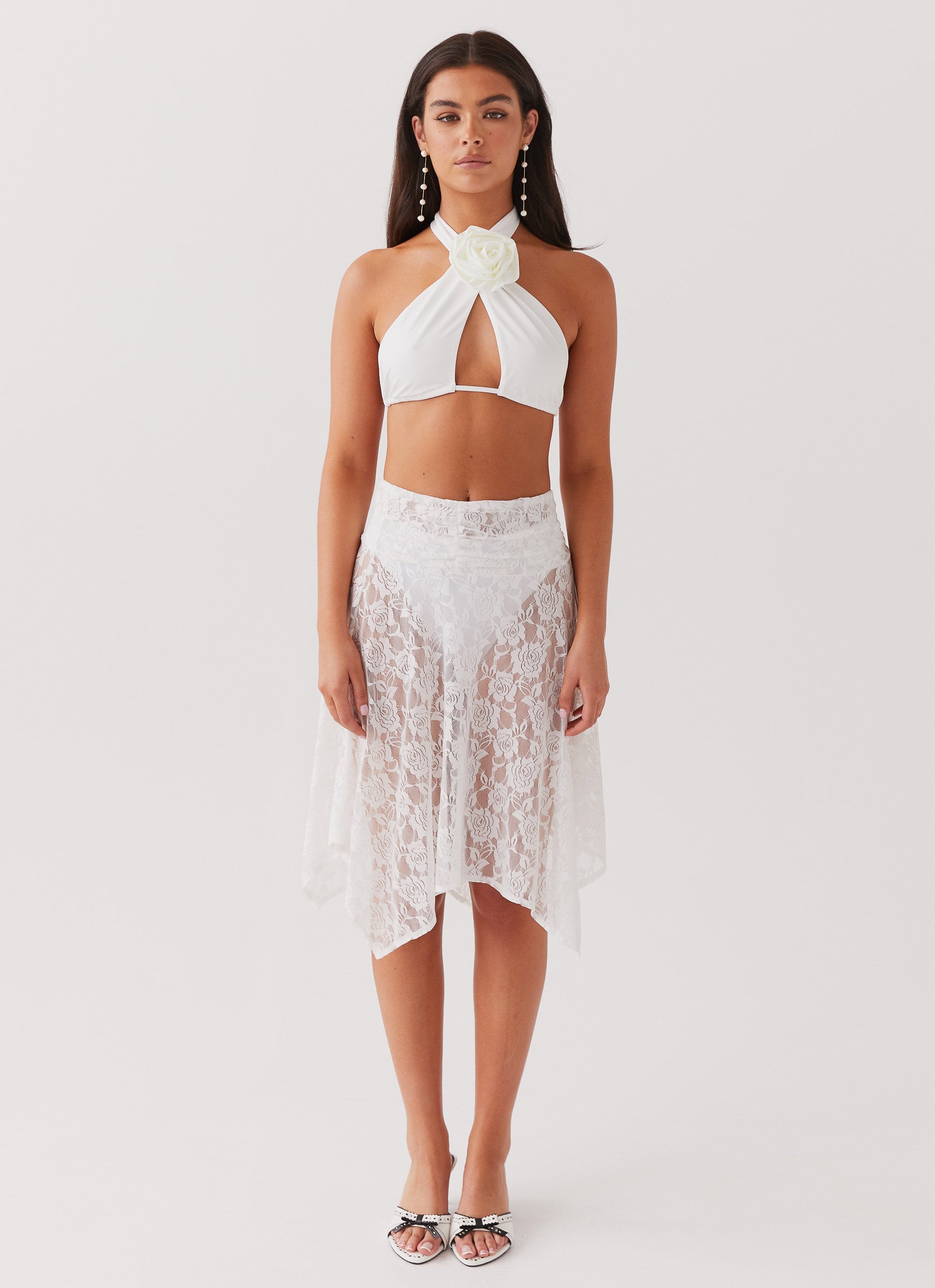 Lori Crossover Crop Top - White