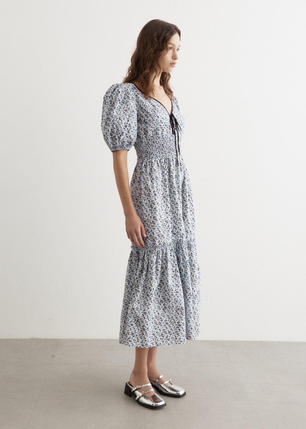 Printed Cotton Long Smock Dress