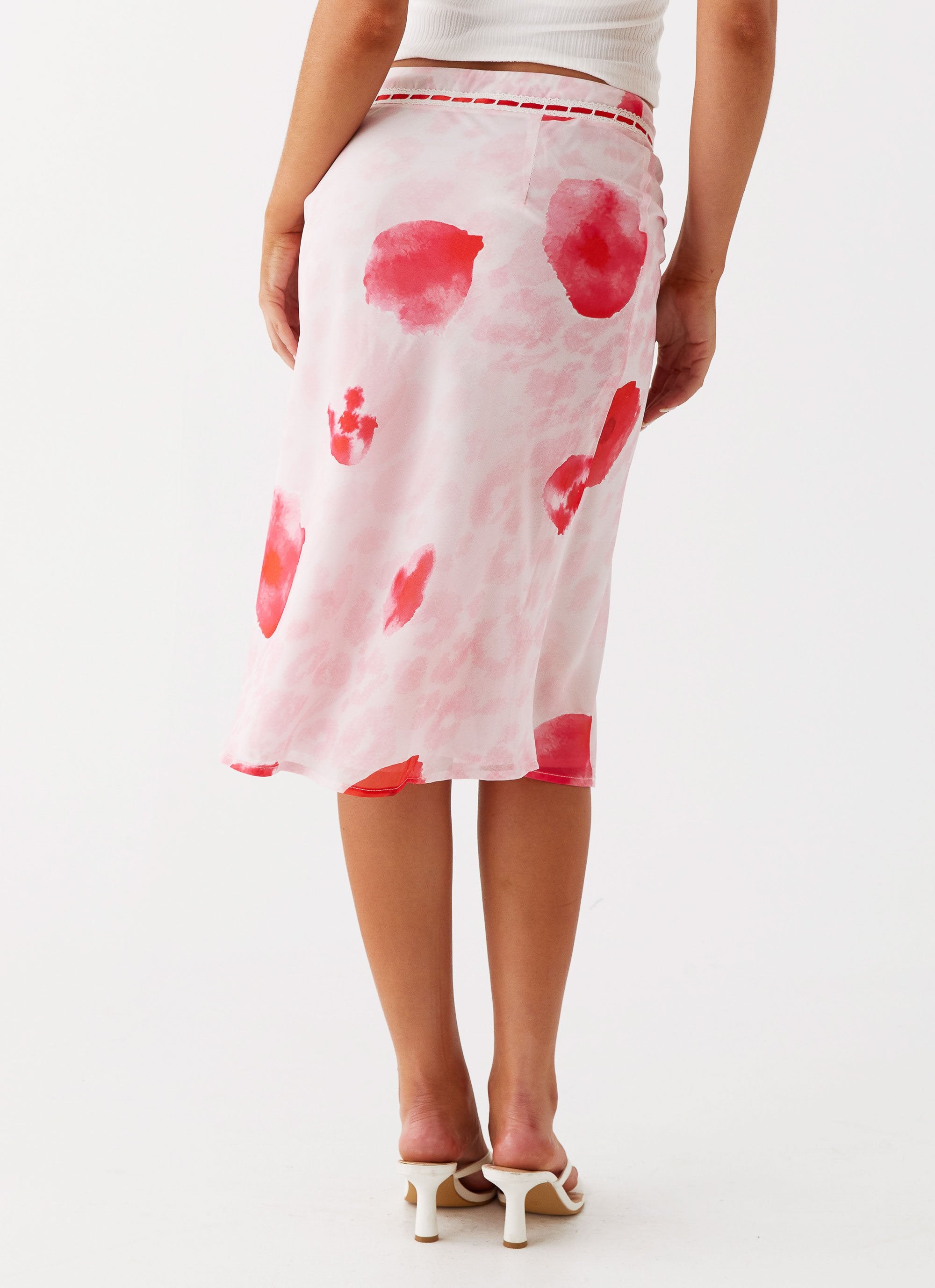 Peony Quartz Midi Skirt - Pink Poppy