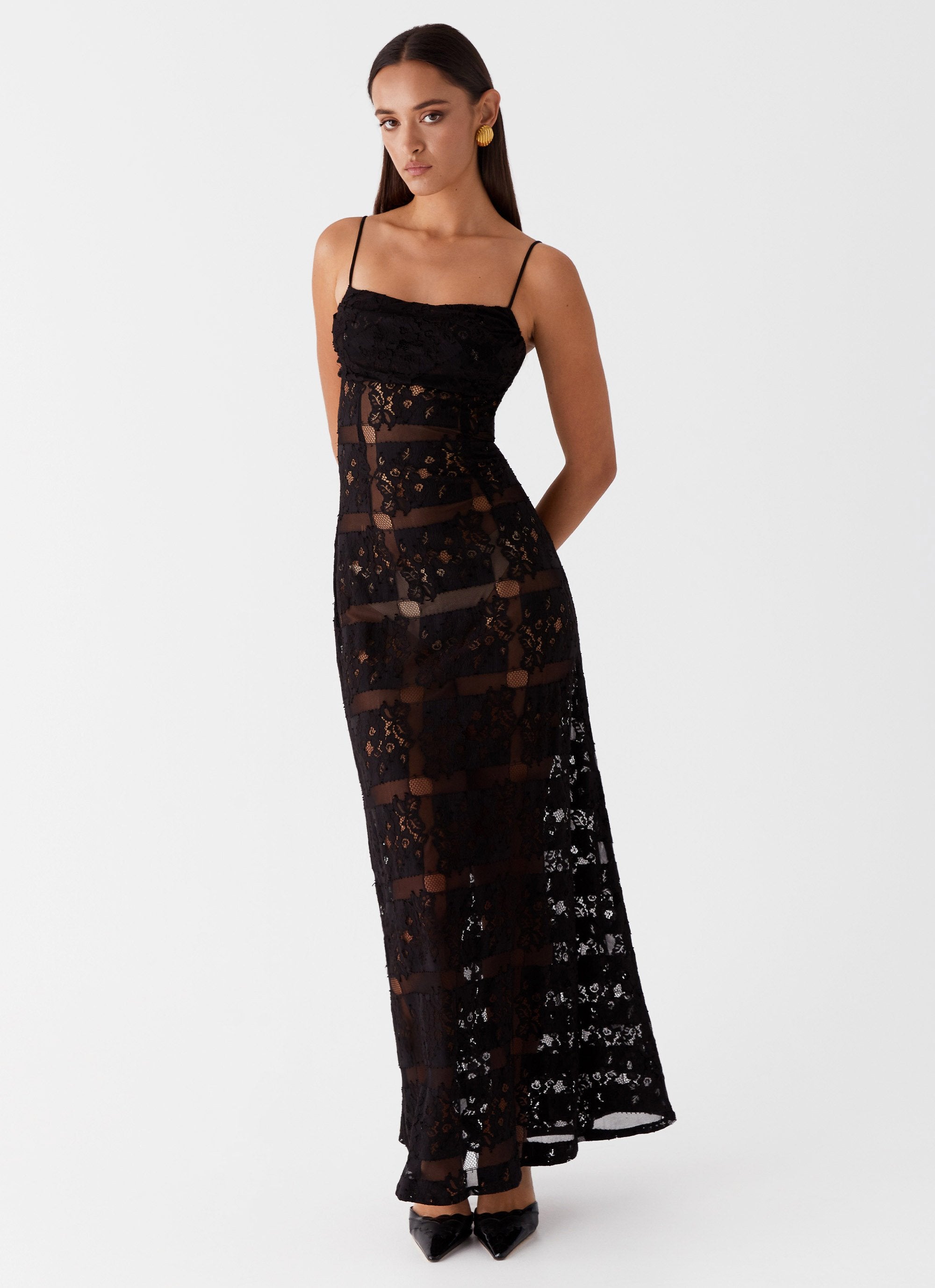 Carter Lily Backless Maxi Dress - Black