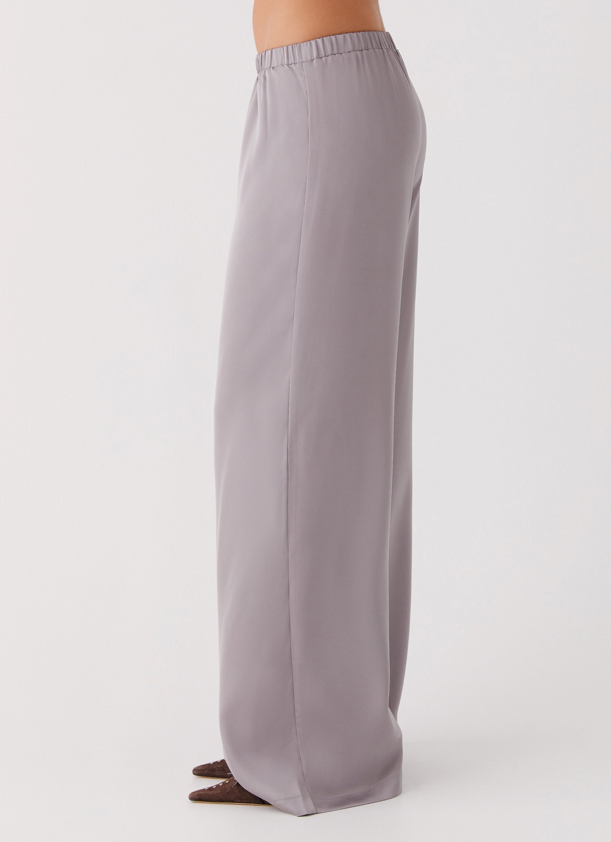 Palm Cove Satin Pants - Grey