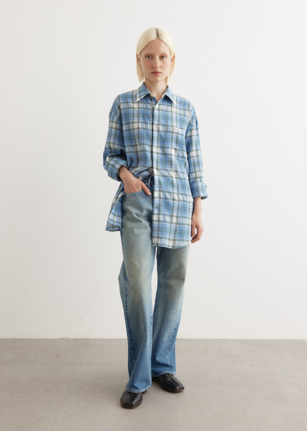 Airy Wool Check Shirt