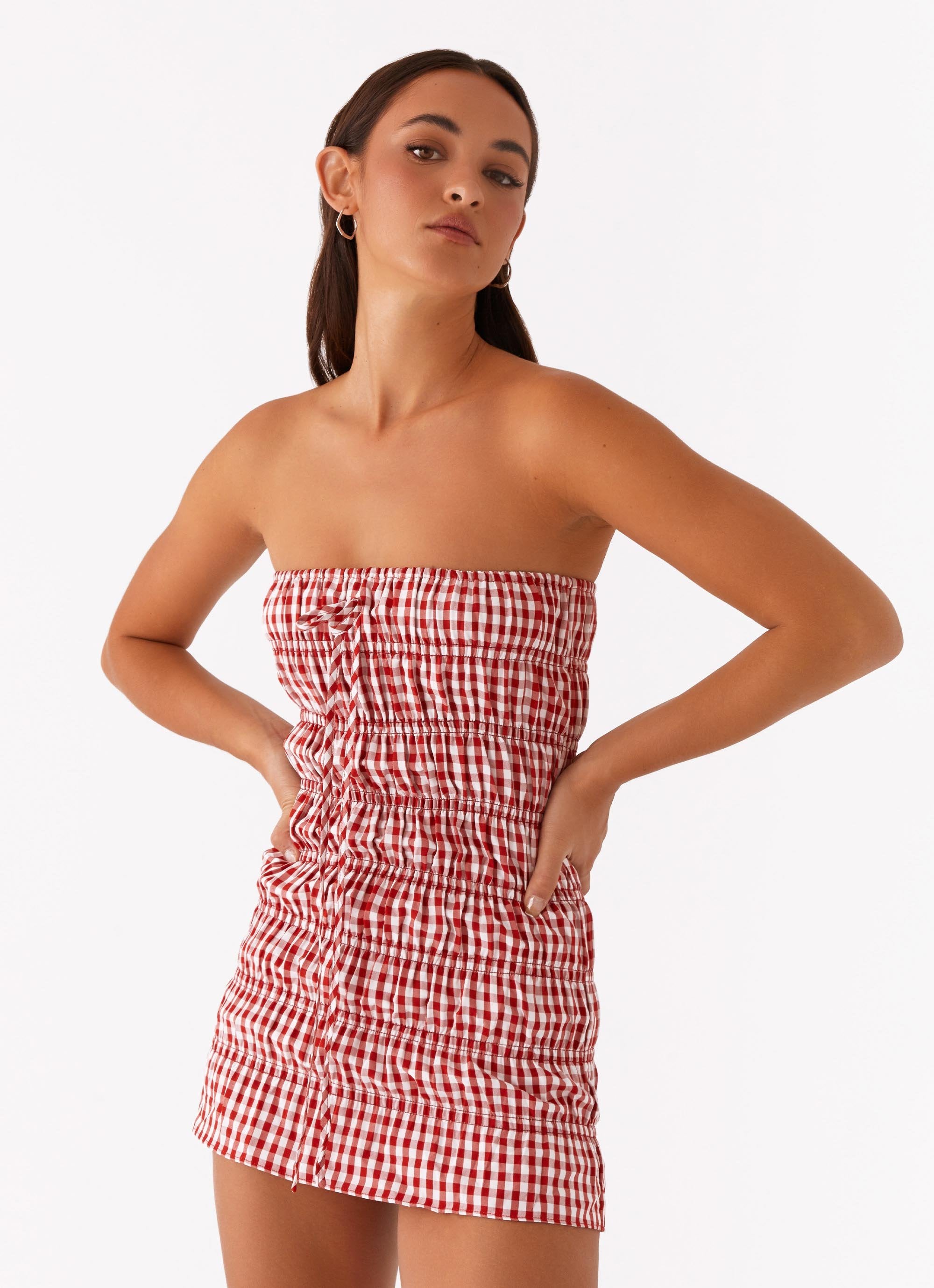 Adele Mini Dress - Red Gingham