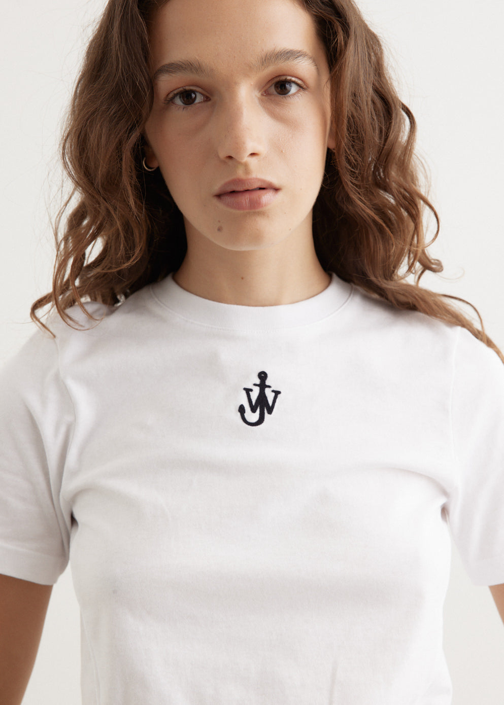 Anchor Embroidery Panelled Cropped T-Shirt