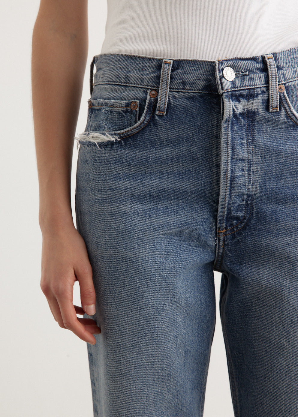 90's Crop Mid Rise Loose Straight Jeans